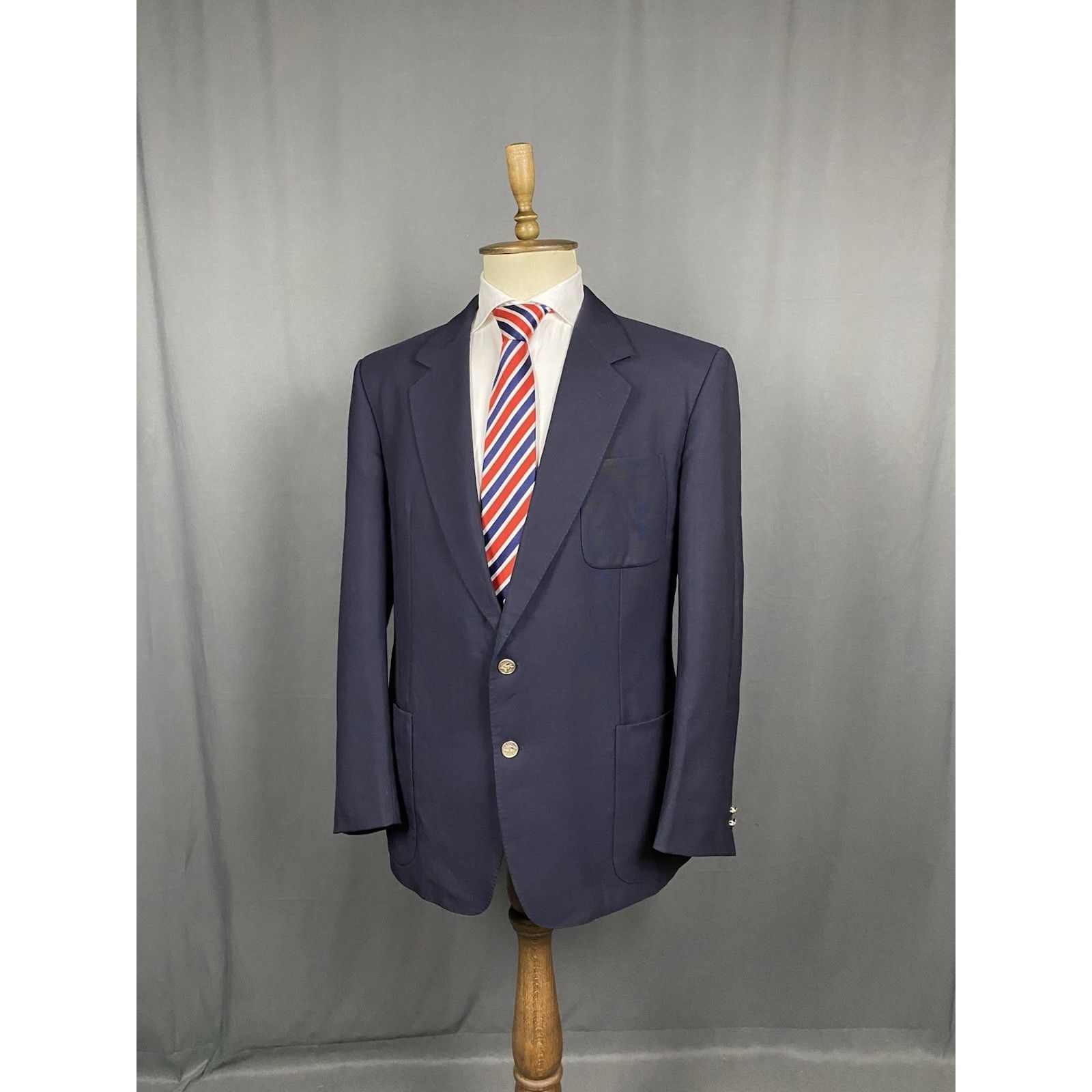 Burberry Burberry Vintage Golden Buttons Men's Blue Wool Blazer Jacke Size 52R - 4 Thumbnail