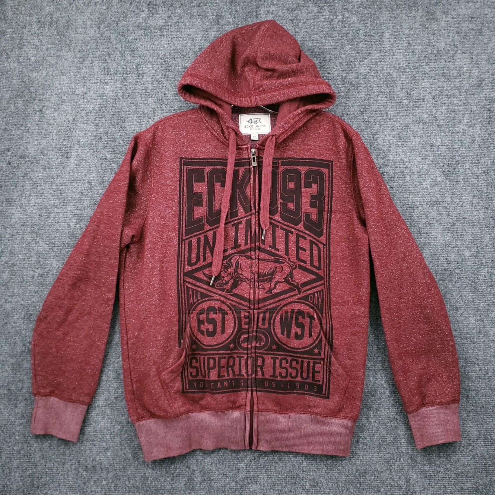Ecko Unltd. Ecko Unltd Hoodie Mens XS Red Sweatshirt Full Zip Fleece Long Sleeve Drawstring Size US XS / EU 42 / 0 - 2 Thumbnail