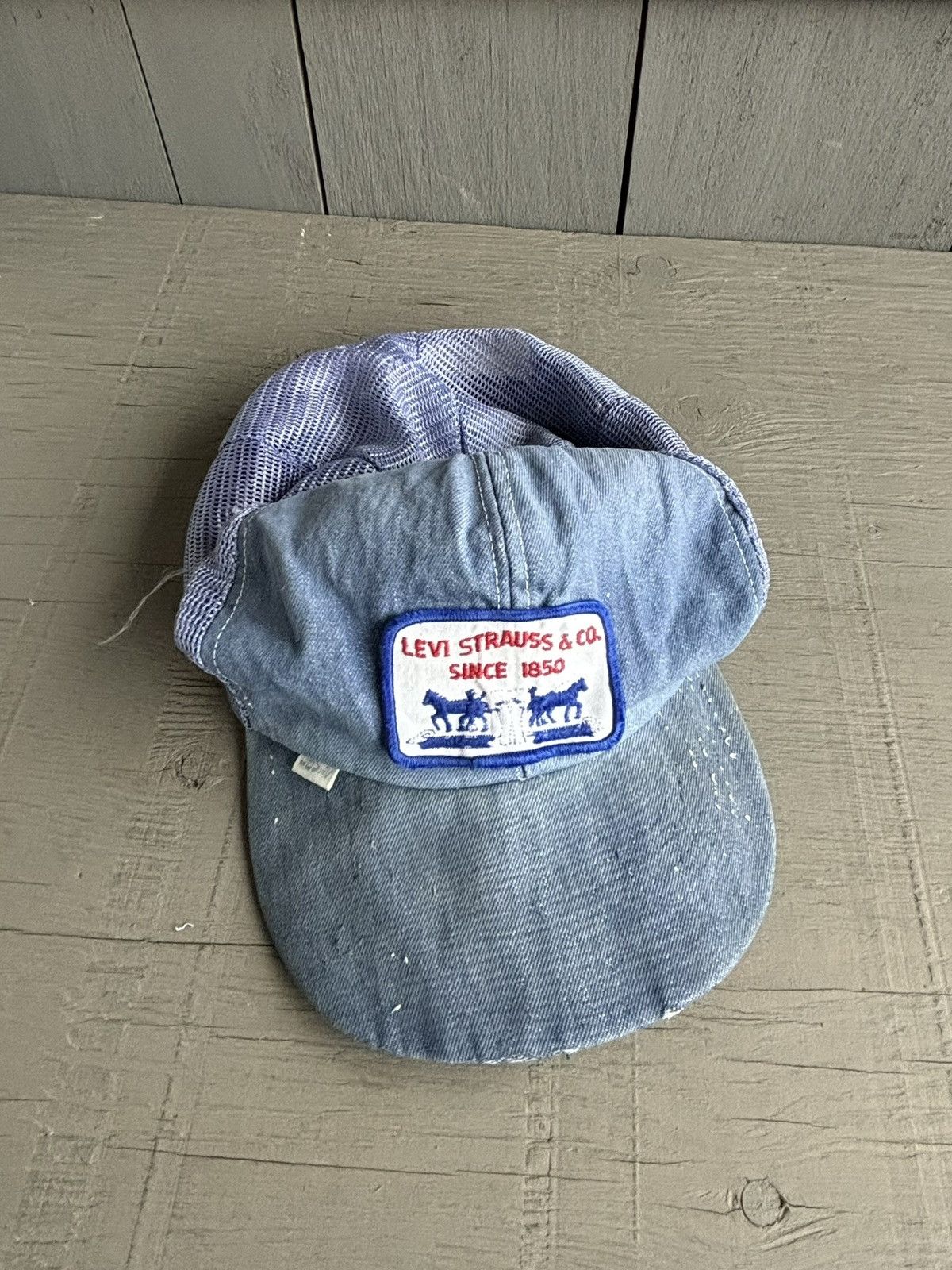 Levi's Vintage Levi's Trucker Hat Thrashed Denim 70s 80s Mesh Jeans Size ONE SIZE - 13 Thumbnail
