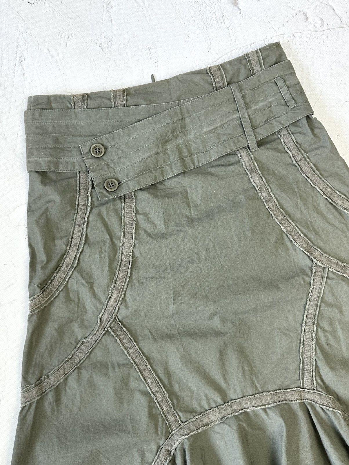 If Six Was Nine Vintage Asymmetrical Belt Khaki Skirt Size 27" / US 4 / IT 40 - 4 Thumbnail