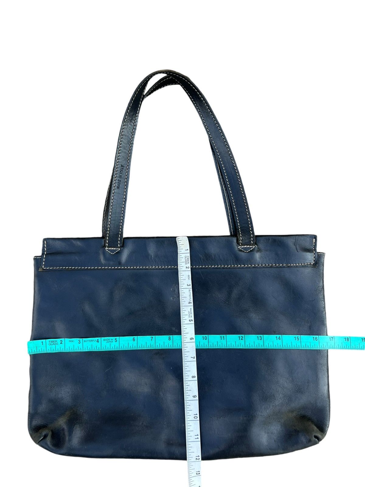 Leather CI-VA Distress Scratches Patina Leather Tote Bag Size ONE SIZE - 25 Thumbnail