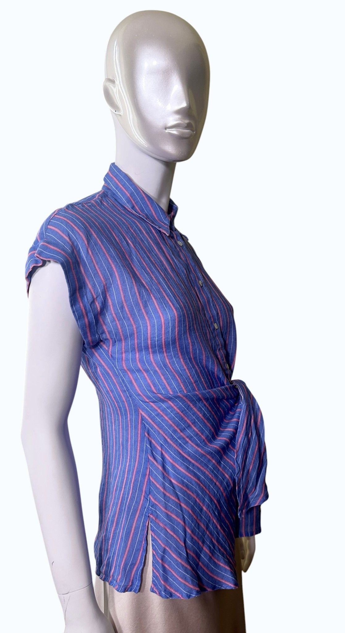 120% Lino Linen top striped Size L / US 10 / IT 46 - 4 Thumbnail