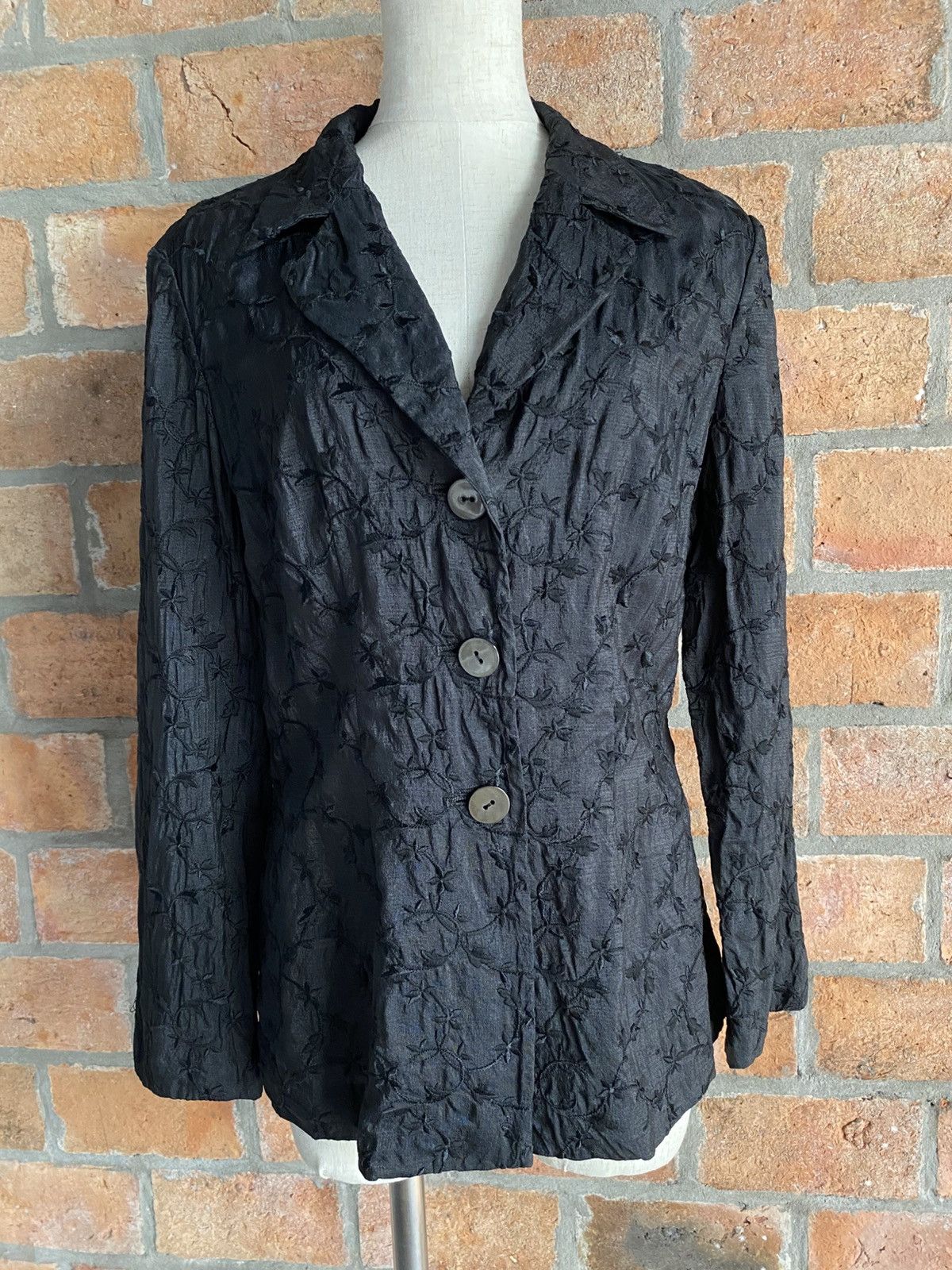 Sportmax SPORTMAX Black Floral Embroidered Silk Blazer. Size M / US 6-8 / IT 42-44 - 8 Thumbnail