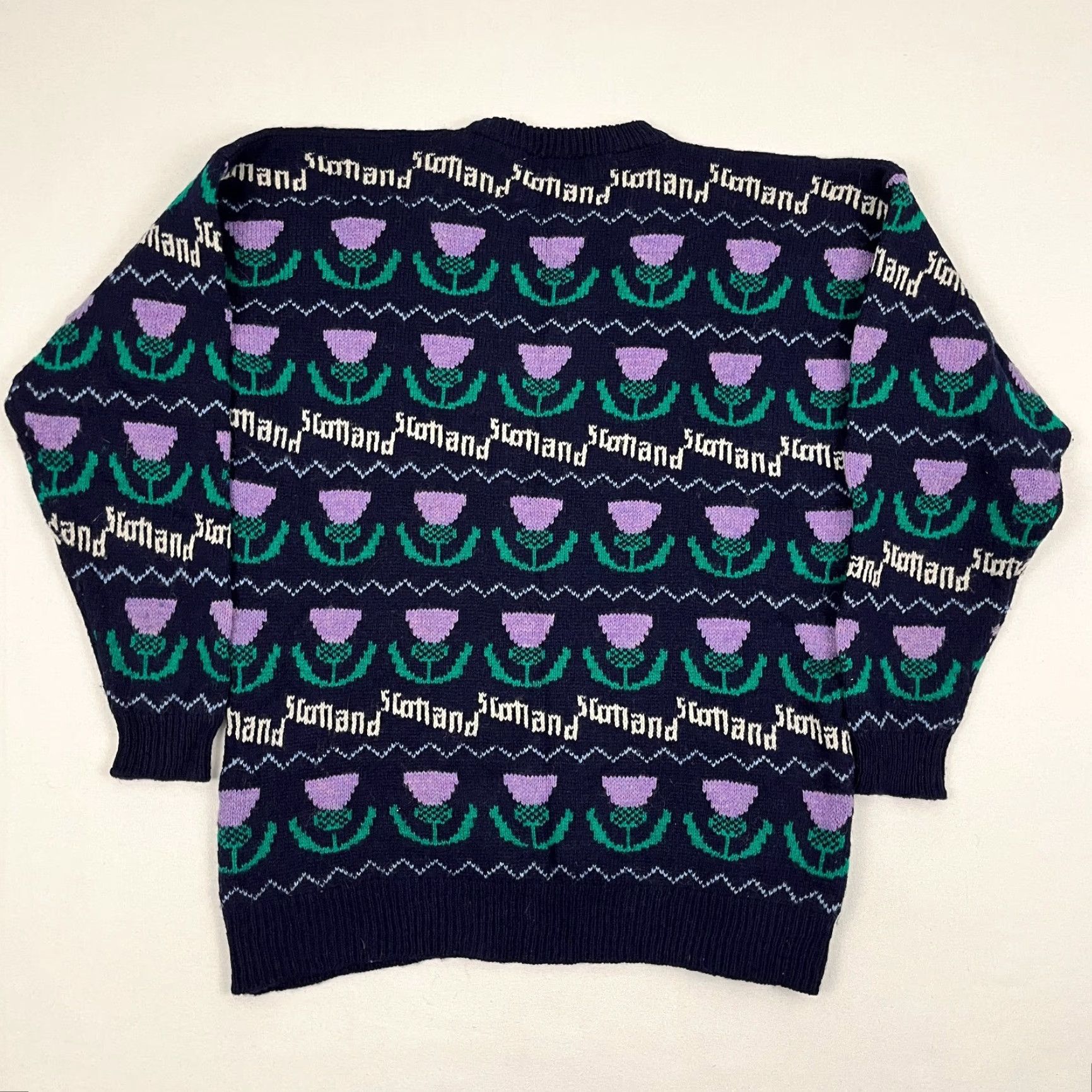 Vintage VTG Heather Designs Scottish Wool Sweater Unisex Adults L Blue Crew Neck Knit Jumper 90s, Classic, 90s, Casual, Workwear Size L / US 10 / IT 46 - 7 Thumbnail