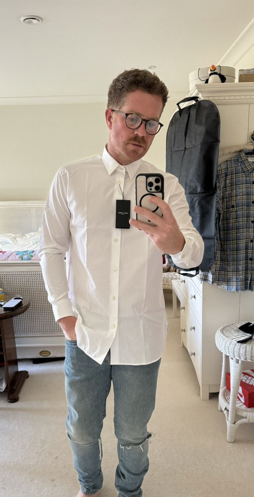 Saint Laurent Paris $760 SS23 BNWT Saint Laurent white shirt Sz 40 cotton poplin Size 40R - 3 Thumbnail