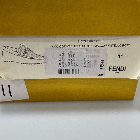 Fendi Fendi O’Lock Monogram-Panel Leather Driving Loafers White Si Size US 11 / EU 44 - 10 Thumbnail