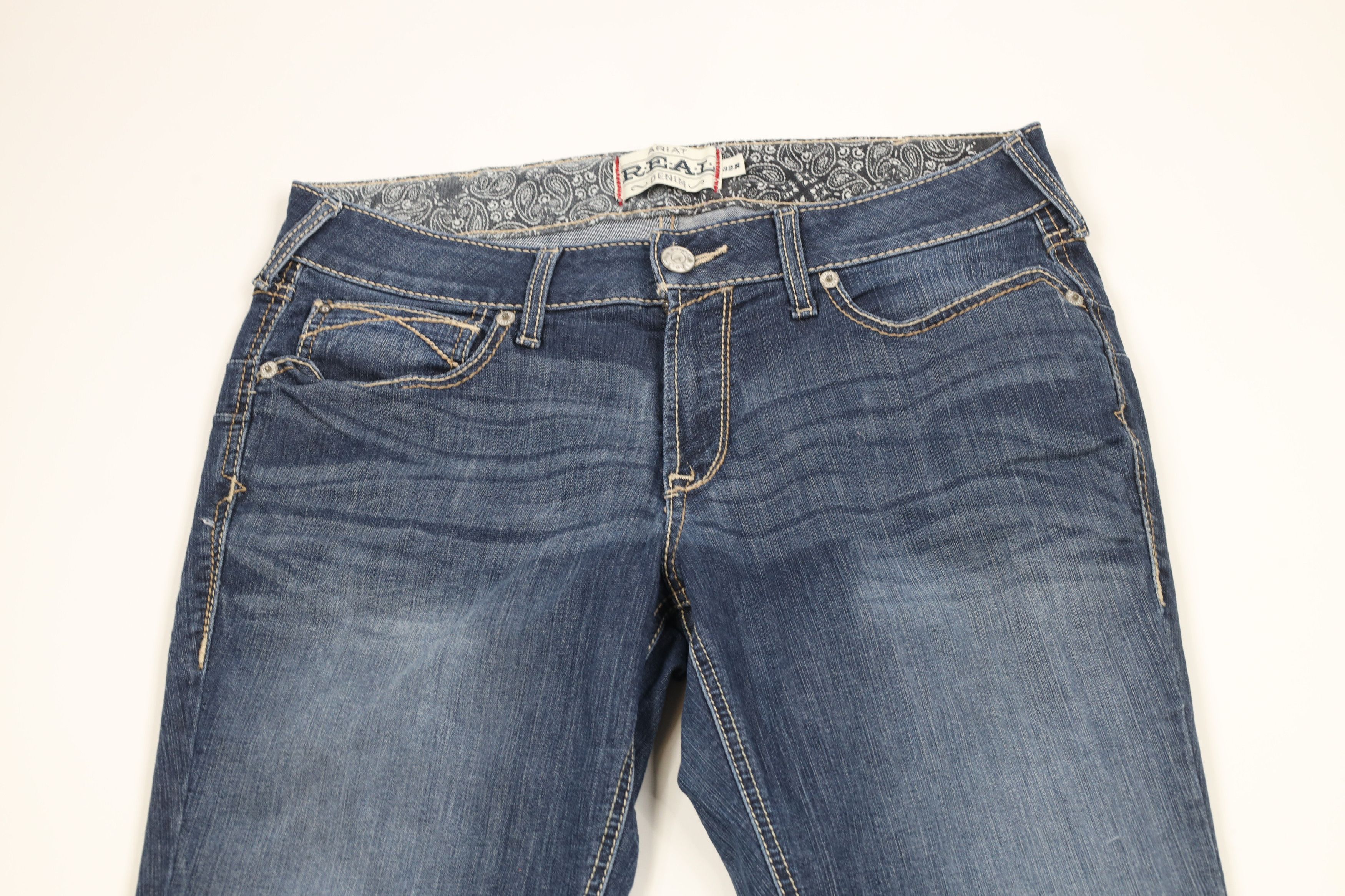 Ariat × Vintage Ariat REAL Denim Thick Stitch Stretch Flared Bootcut Jeans Size 32" / US 10 / IT 46 - 2 Thumbnail