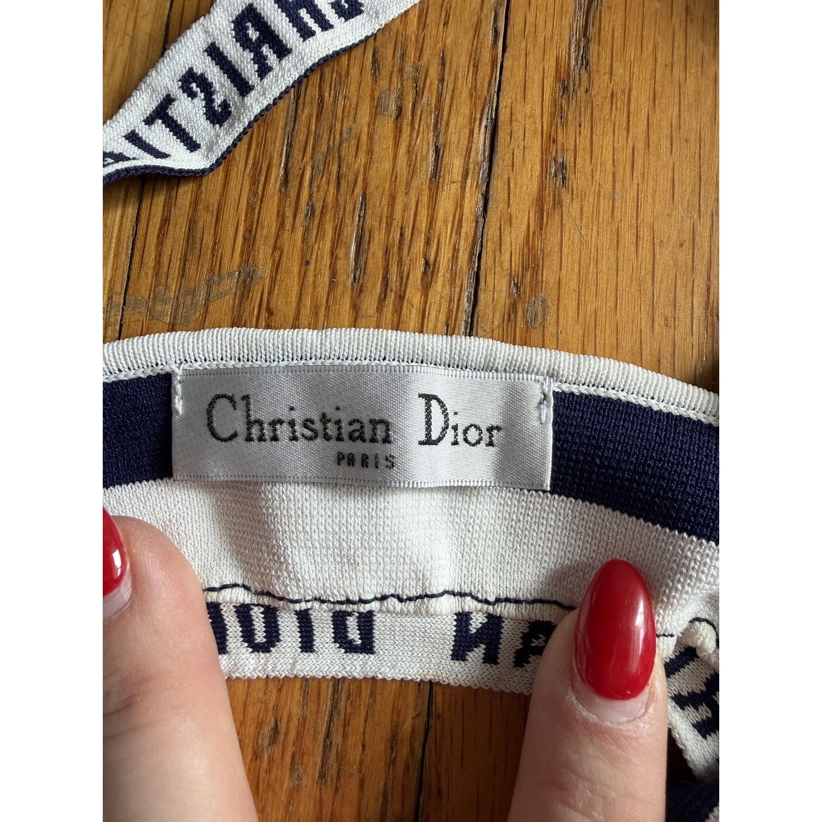 Christian Dior Monsieur Christian Dior Bralette 38 M Blue Striped J'Adior Logo Knit Size ONE SIZE - 2 Thumbnail