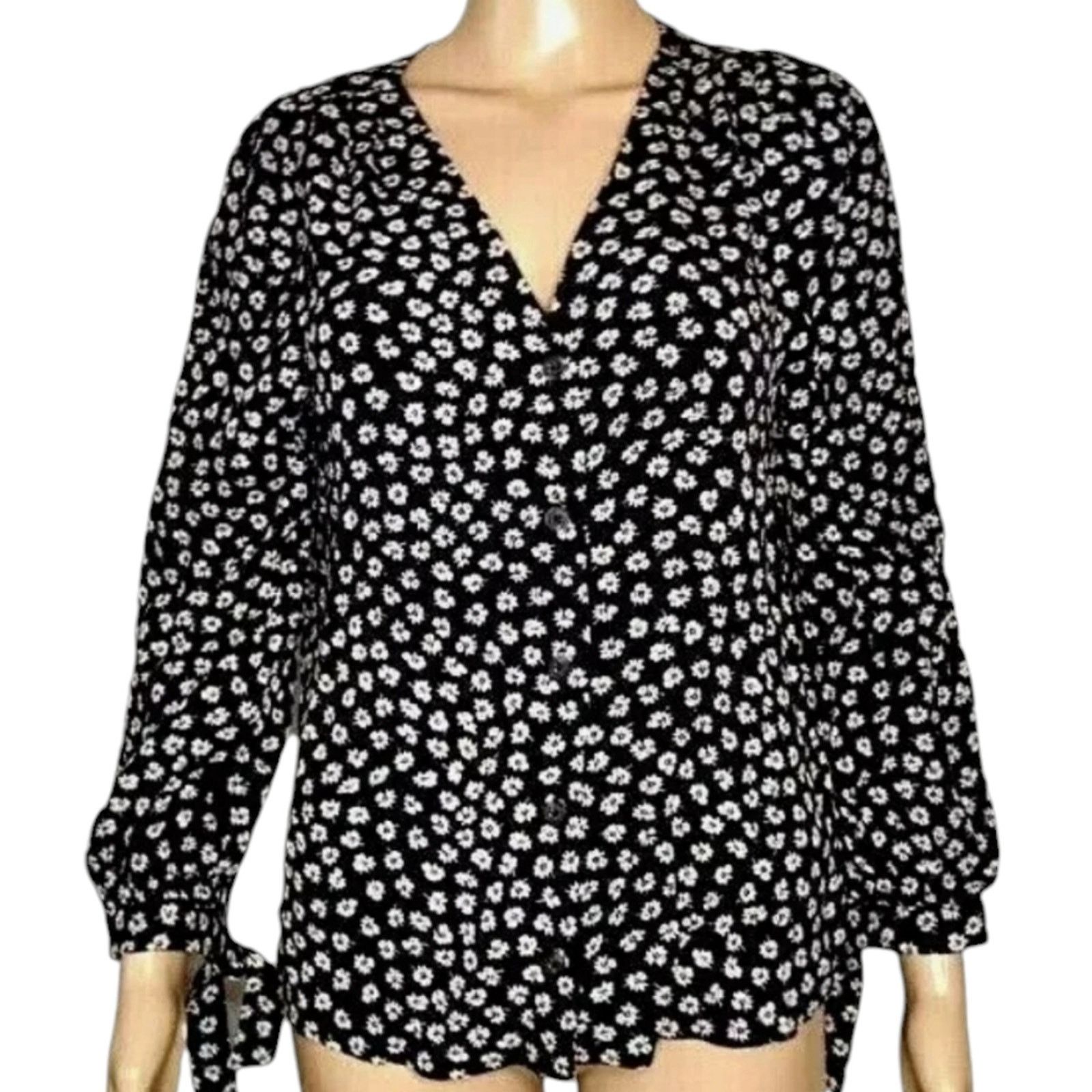 Madewell Madewell Tie Sleeve Button Down V Neck Viscose Top Medium Size M / US 6-8 / IT 42-44 - 4 Thumbnail