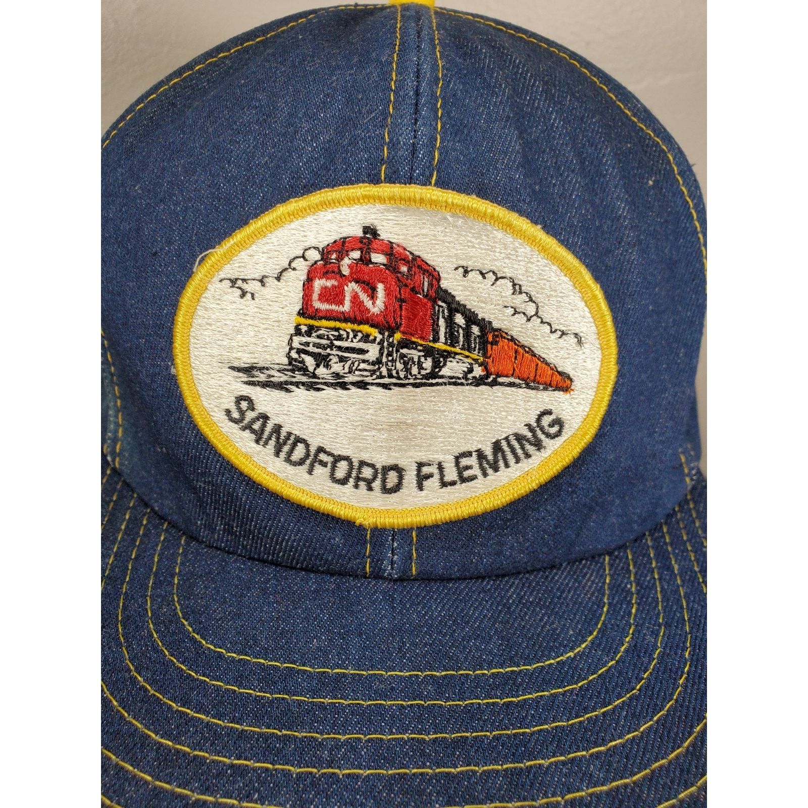 Vintage Sandford Fleming Denim Trucker Hat Snapback Cap Canada Train Size ONE SIZE - 5 Thumbnail