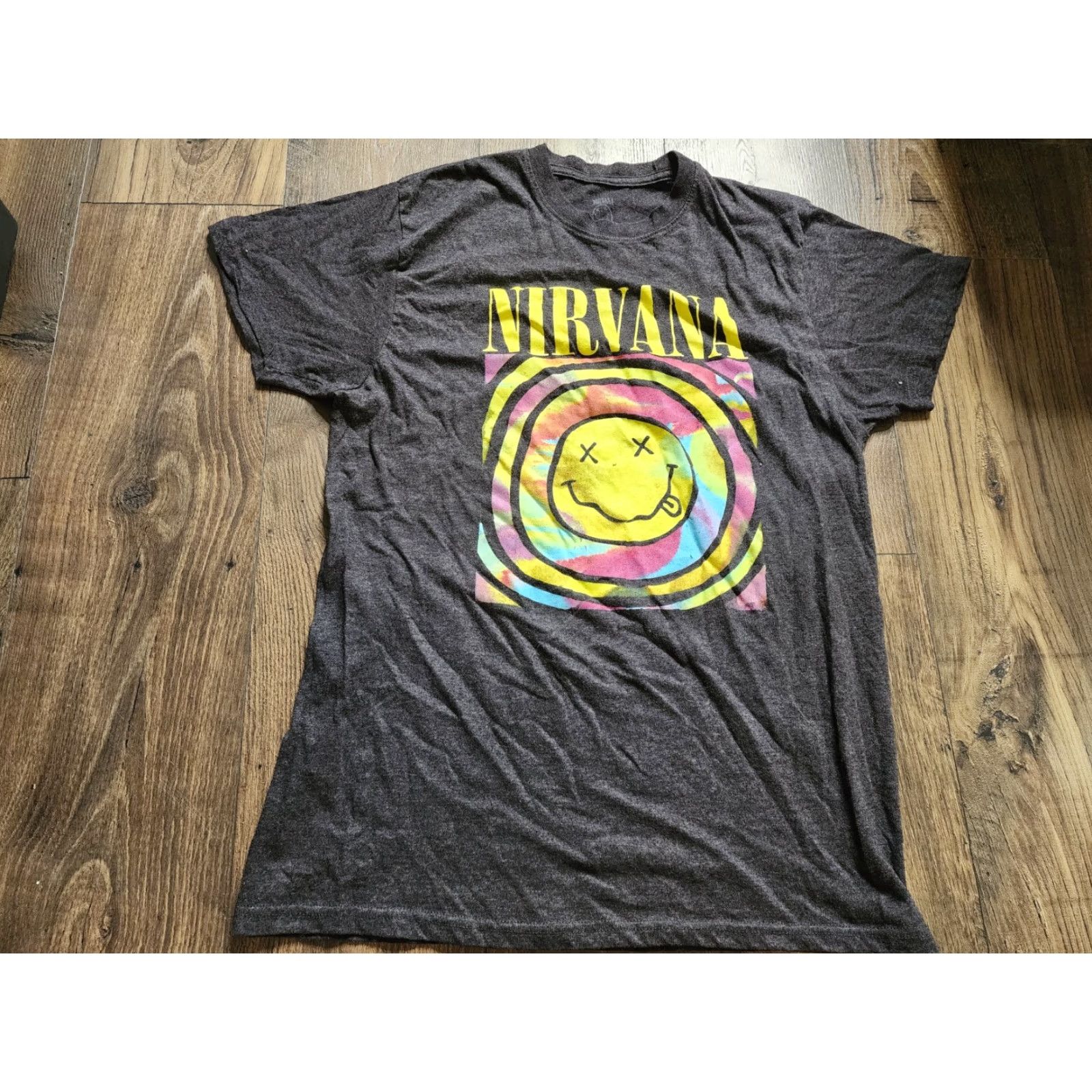 Etro VINTAGE Womens XL Nirvana T Shirt Gray Retro Grunge Music 90s Tie Dye Smiley Nevermind Size XL / US 12-14 / IT 48-50 - 5 Thumbnail