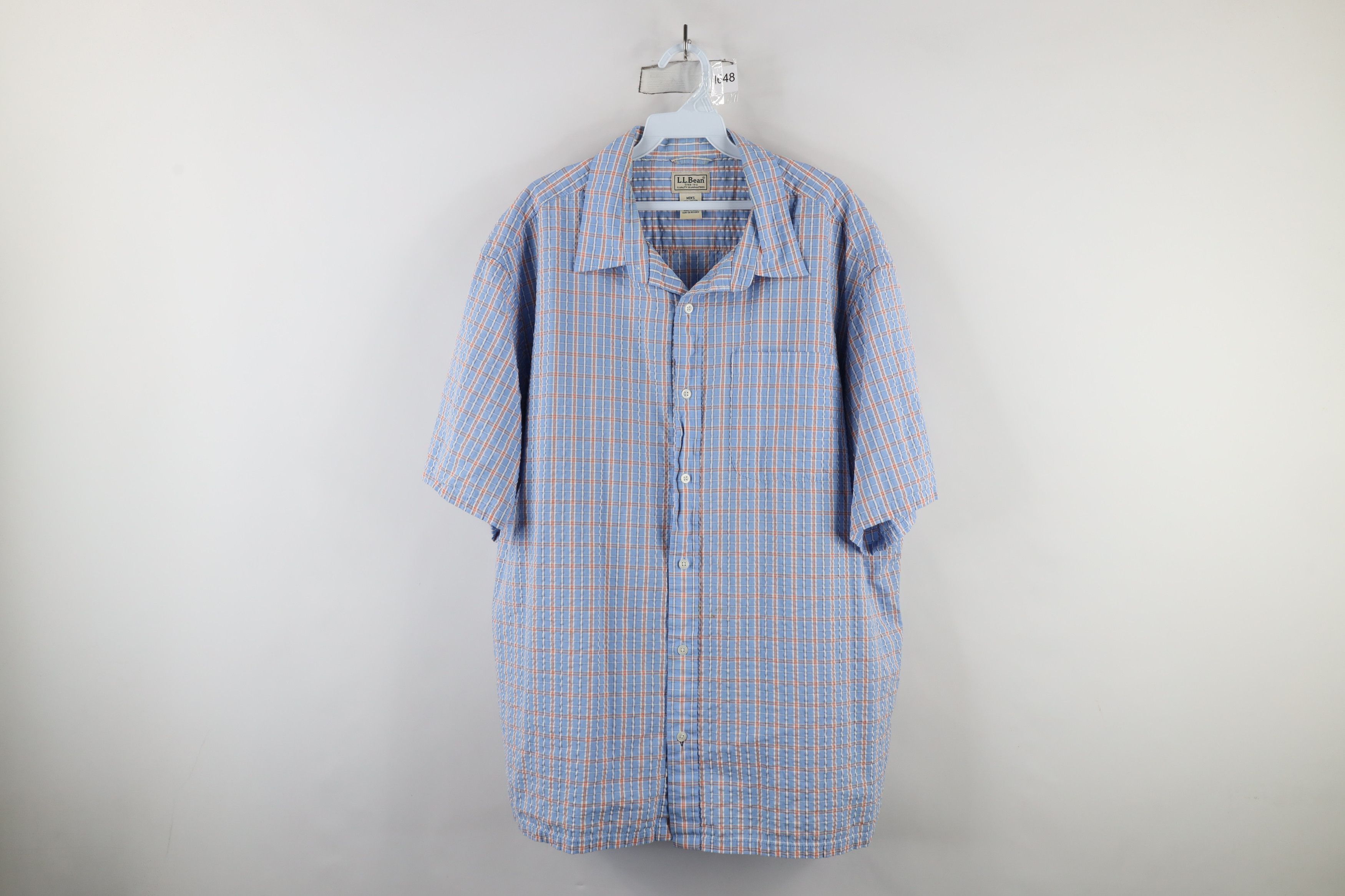 L.L. Bean × Vintage Vintage LL Bean Seer Sucker Short Sleeve Button Shirt Blue Size US XL / EU 56 / 4 - 1 Thumbnail