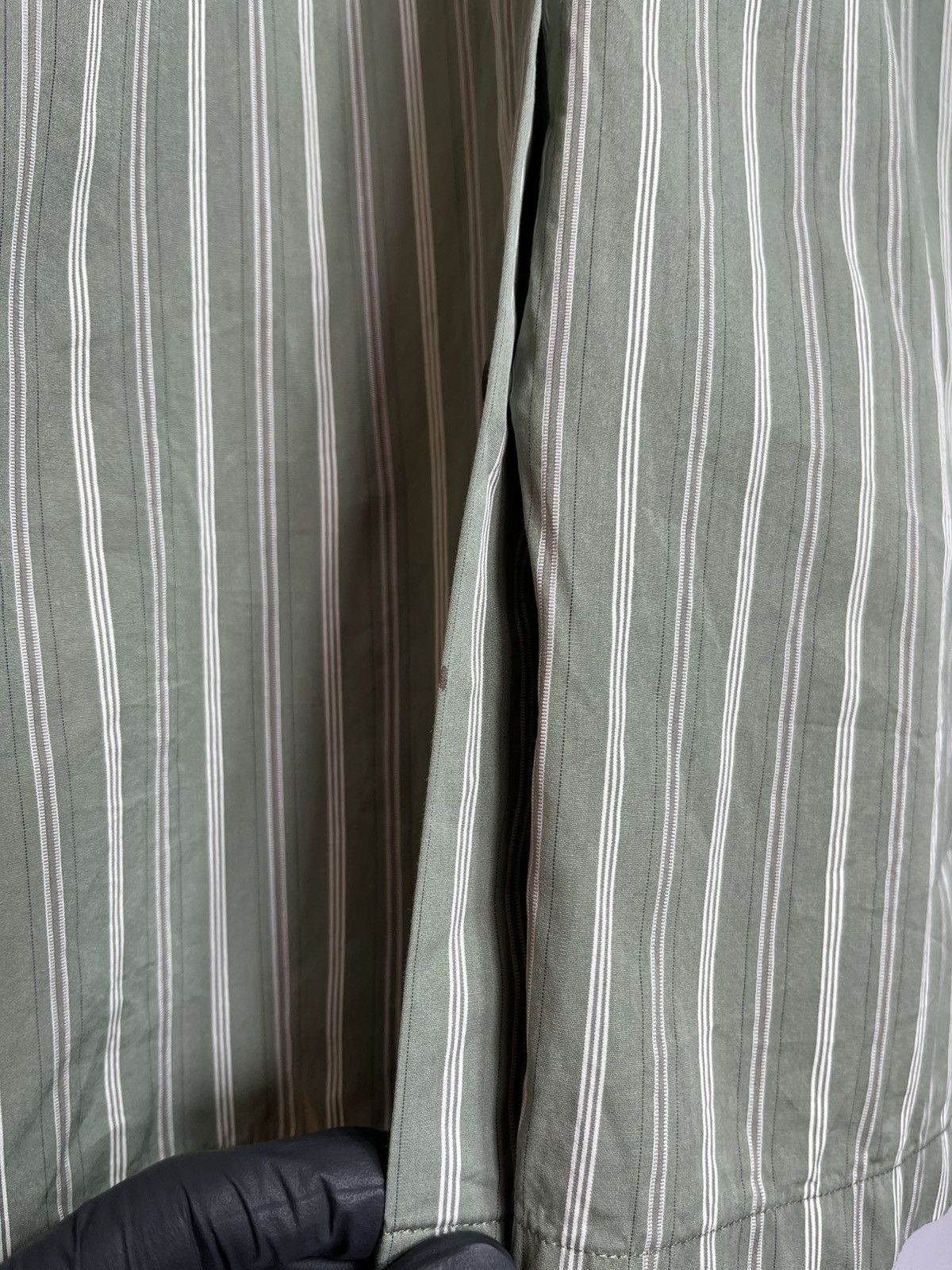 Dries Van Noten Dries Van Noten Mens Shirt Striped Long Sleeve Button Green Size US XS / EU 42 / 0 - 11 Thumbnail