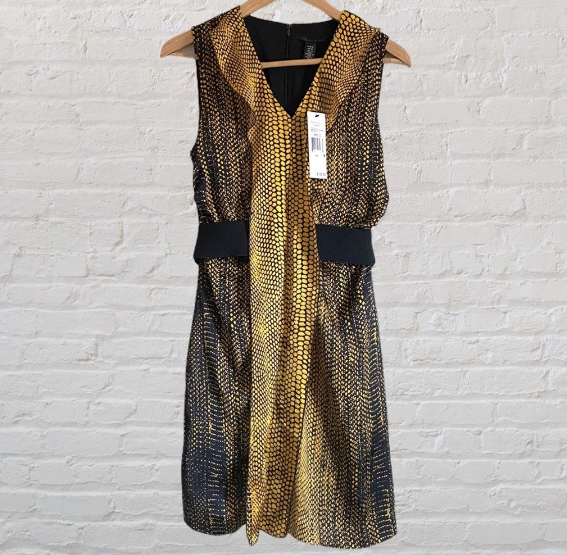 Kenneth Cole KENNETH COLE BLACK GOLD SNAKE PRINT FRONT BELTED DRESS Size M / US 6-8 / IT 42-44 - 5 Thumbnail