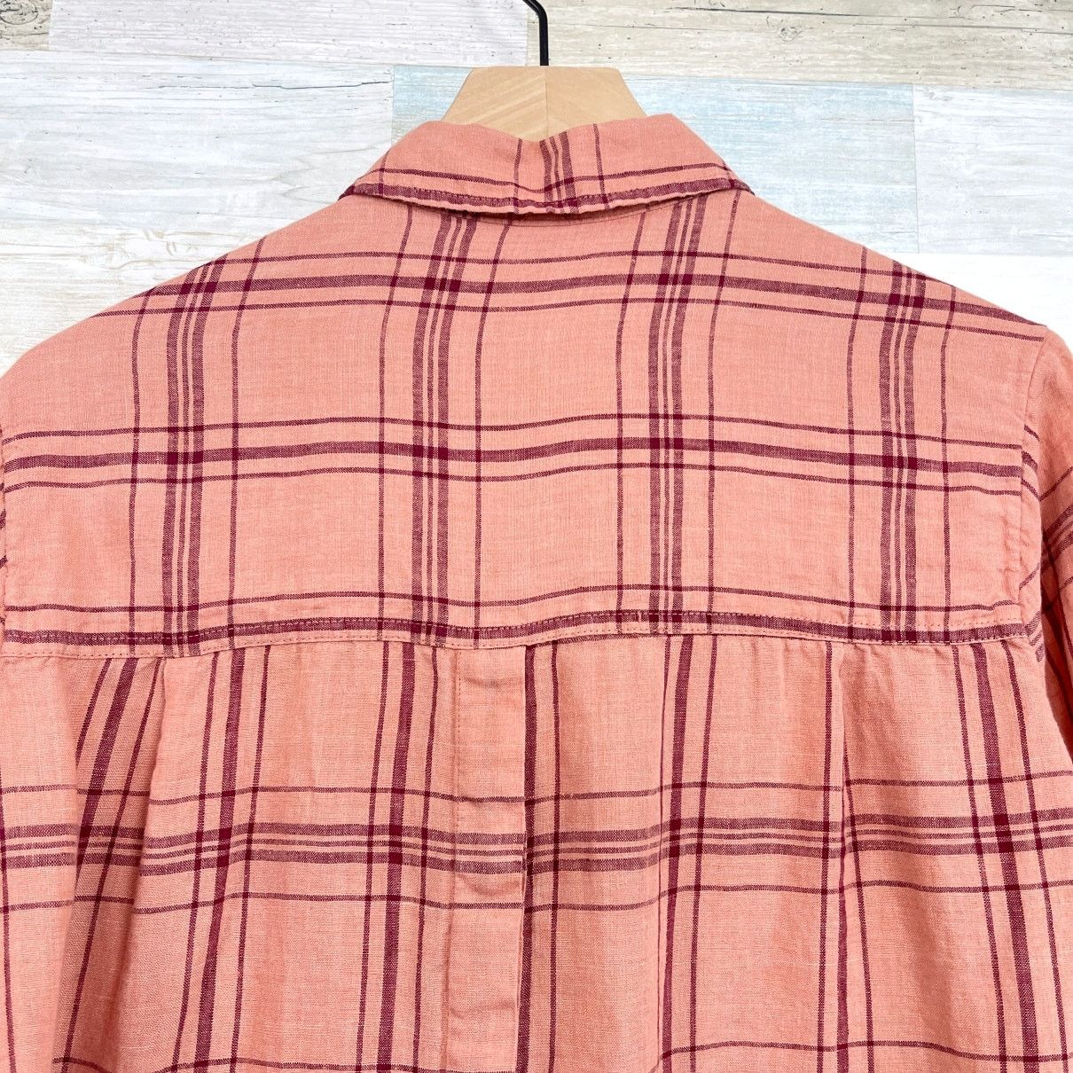 Free People Free People Linen No Limit Shirt Orange Plaid Longline M Size M / US 6-8 / IT 42-44 - 6 Thumbnail