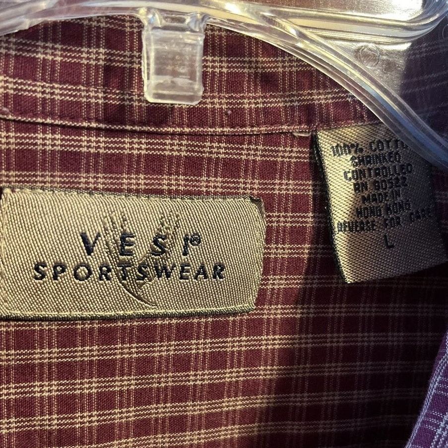 Other vesi sportswear men’s L burgundy check Montana cotton shirt Size US L / EU 52-54 / 3 - 3 Thumbnail