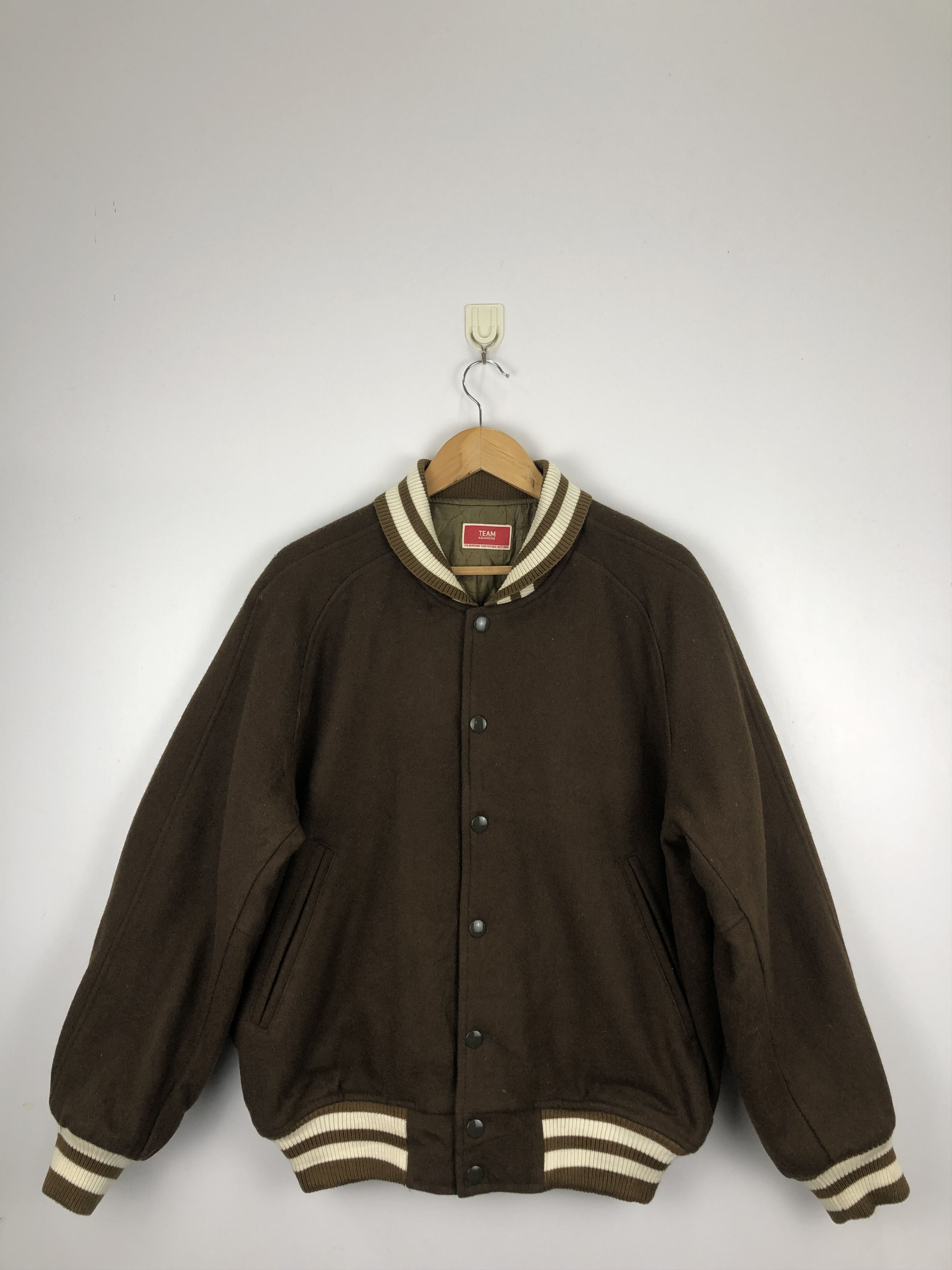 ABAHOUSE Vintage 90s Abahouse Wool Varsity Jacket Brown V0430 Size US L / EU 52-54 / 3 - 3 Thumbnail