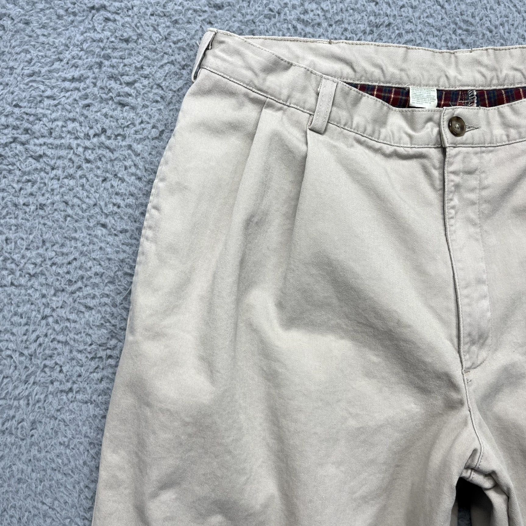 Vintage VINTAGE L.L. Bean Pants Mens 38x30 Khaki Flannel Lined Chino Pleated Beige Classic Sl... Size US 38 / EU 54 - 4 Thumbnail
