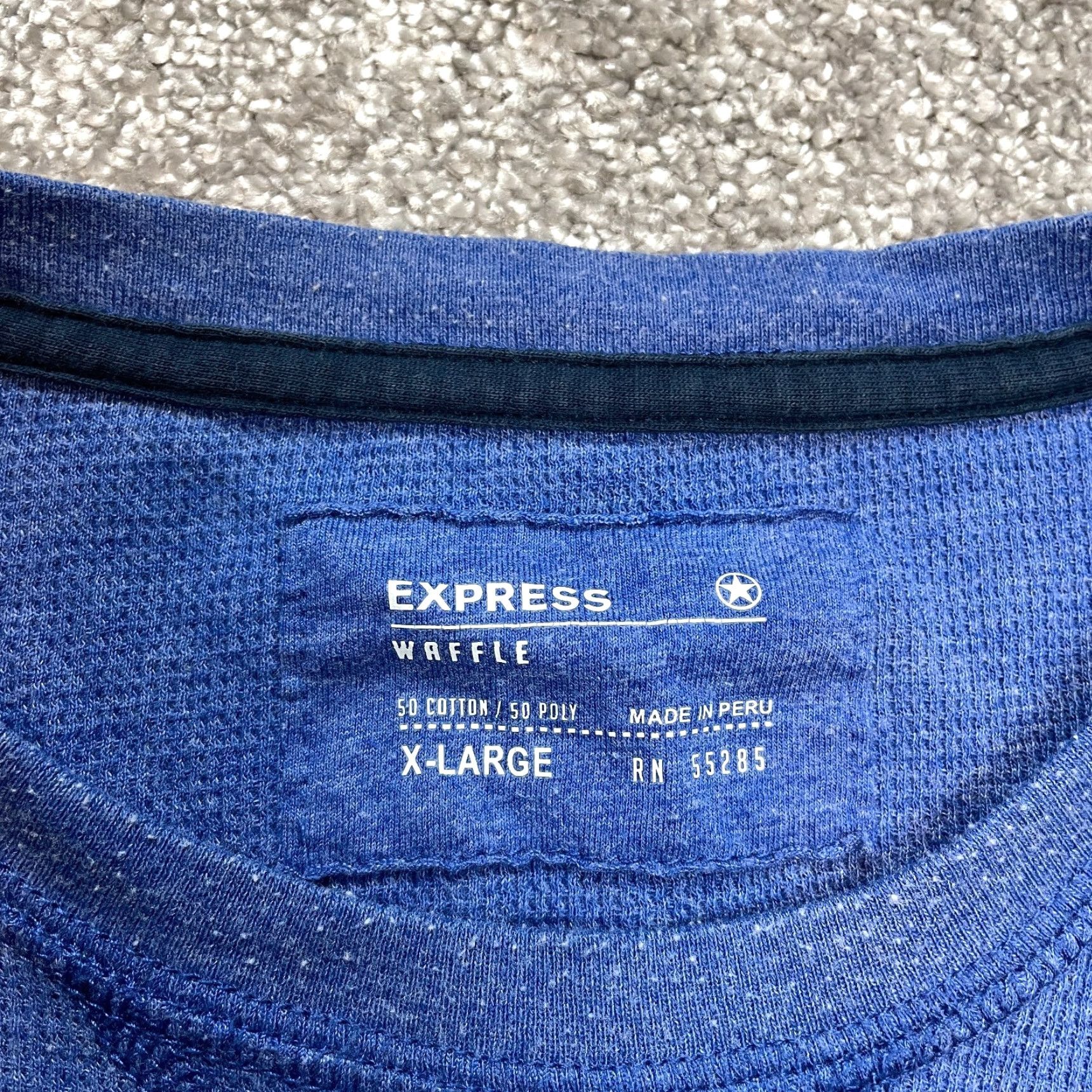 Express Express Shirt Mens XL Blue Thermal Waffle Knit Long Sleeve Tee Lion Logo Shirt Size US XL / EU 56 / 4 - 3 Thumbnail