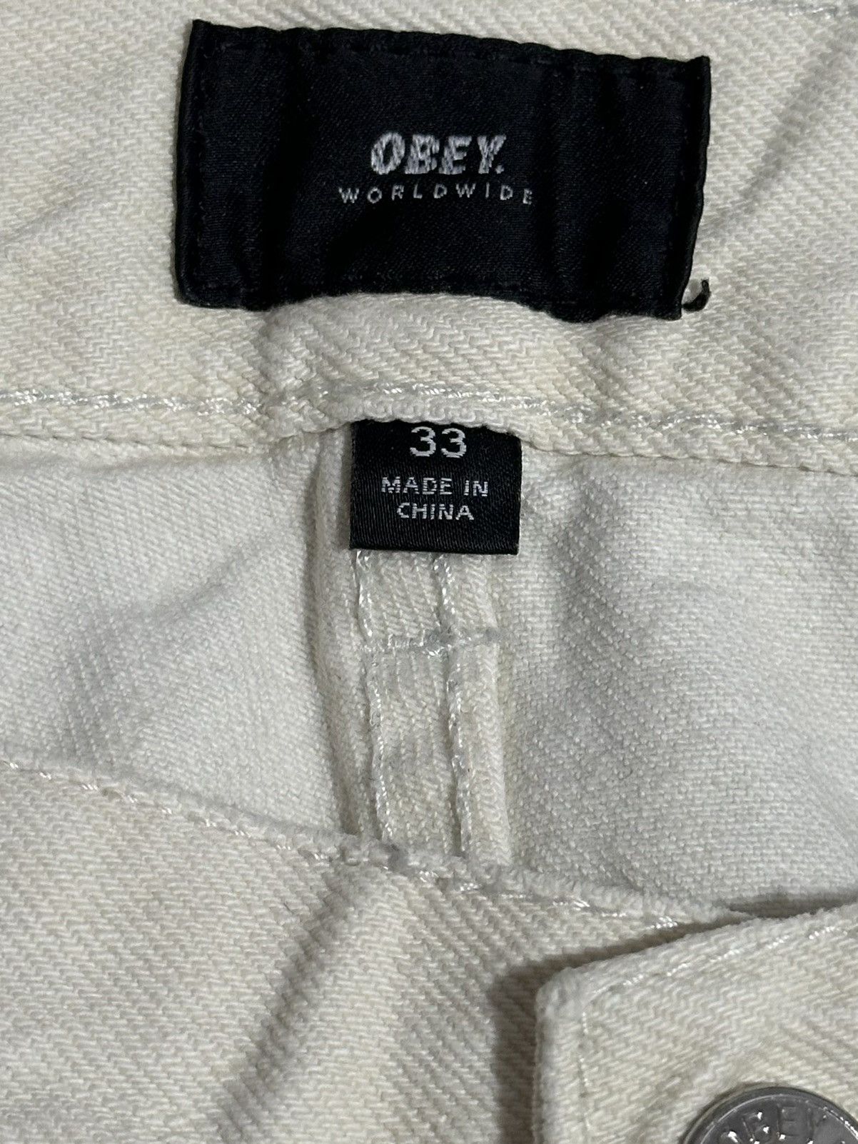 Obey Obey Worldwide Mens White Denim Jeans Size US 33 - 11 Thumbnail