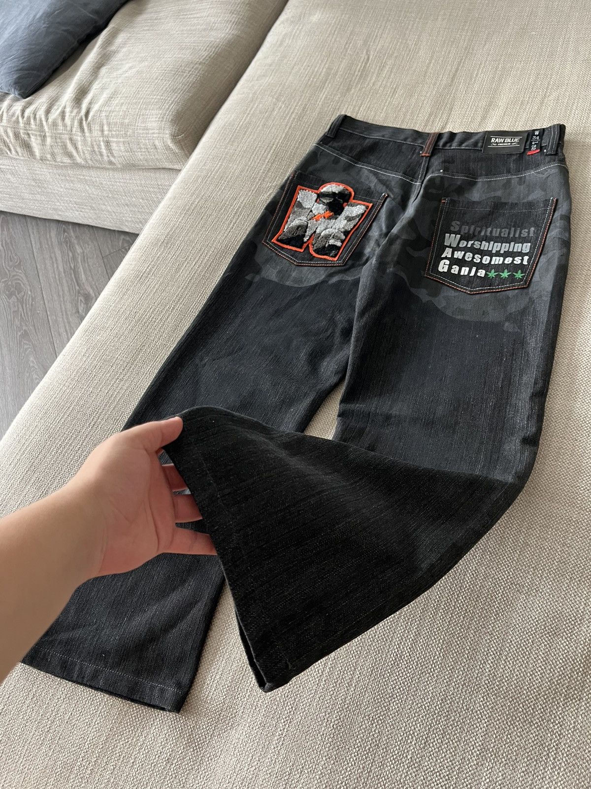 Vintage Vintage 💥 Raw Blue Ganja Pants Jeans Size US 34 / EU 50 - 7 Thumbnail
