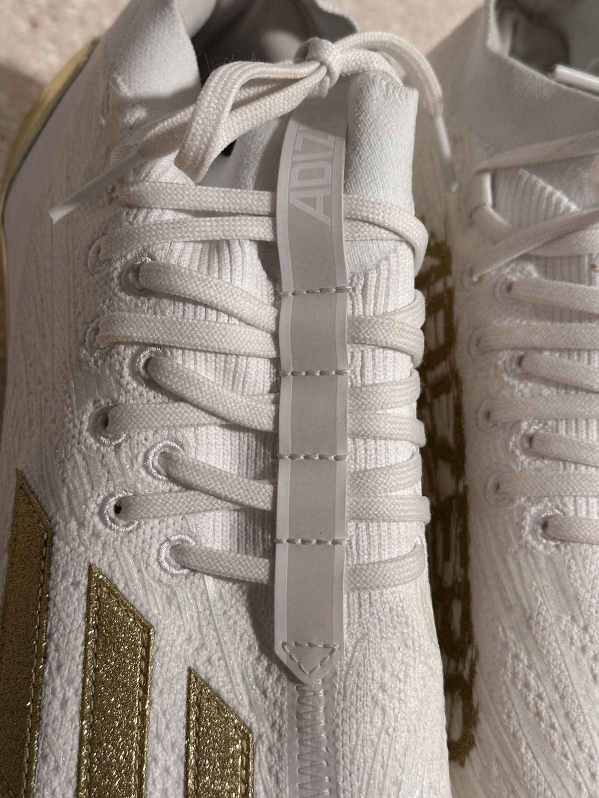 Adidas Adidas Adizero White Metallic Gold Primeknit Football Cleats Size US 11.5 / EU 44-45 - 6 Thumbnail