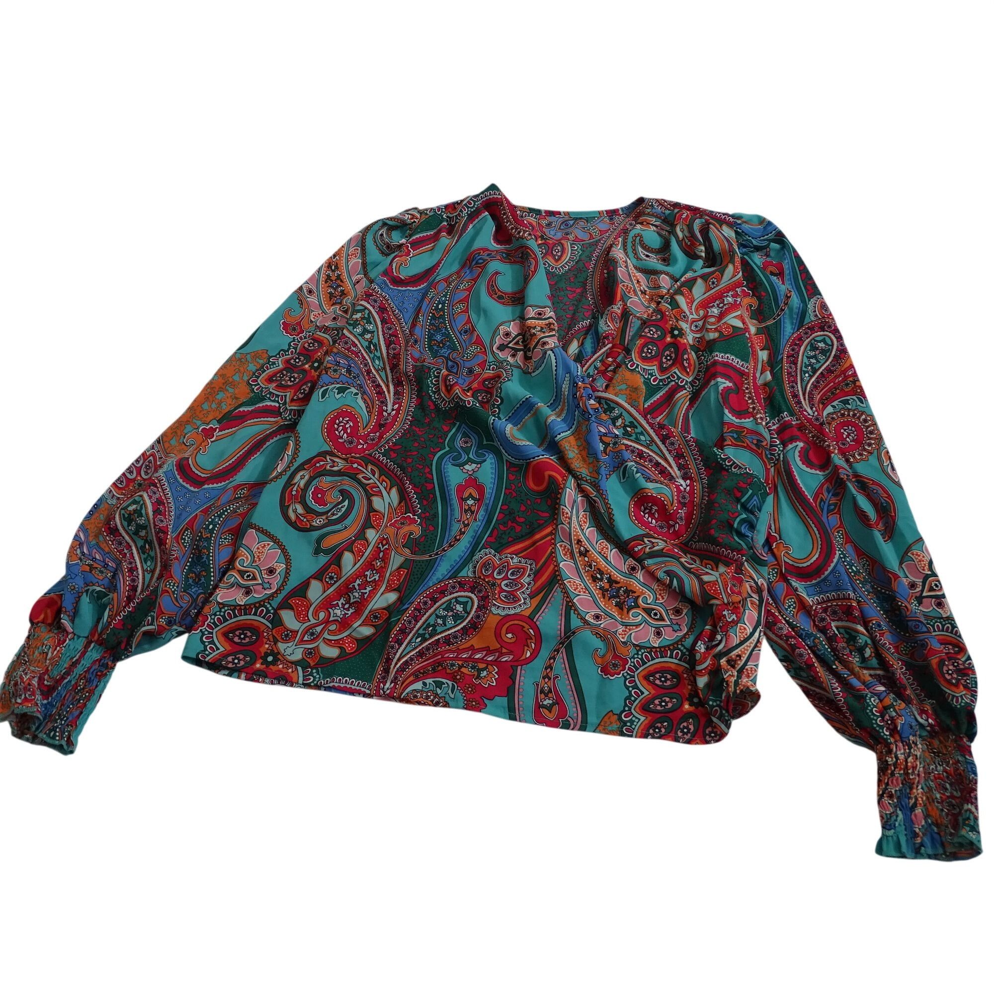Shein Shein Paisley Long Sleeve Faux Wrap Blouse Women Size M 6 Size M / US 6-8 / IT 42-44 - 2 Thumbnail