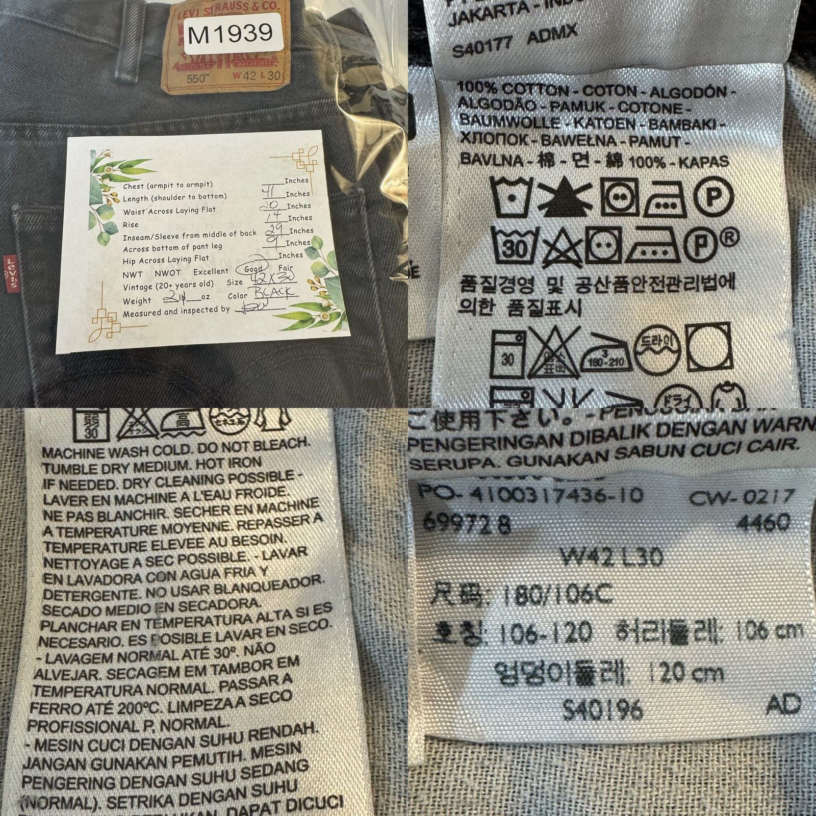 Levi's Levi's 550 Jeans Mens 42x30 Black Denim Relaxed Fit Tapered Leg Mid Rise Zip Fly Size US 42 / EU 58 - 8 Thumbnail