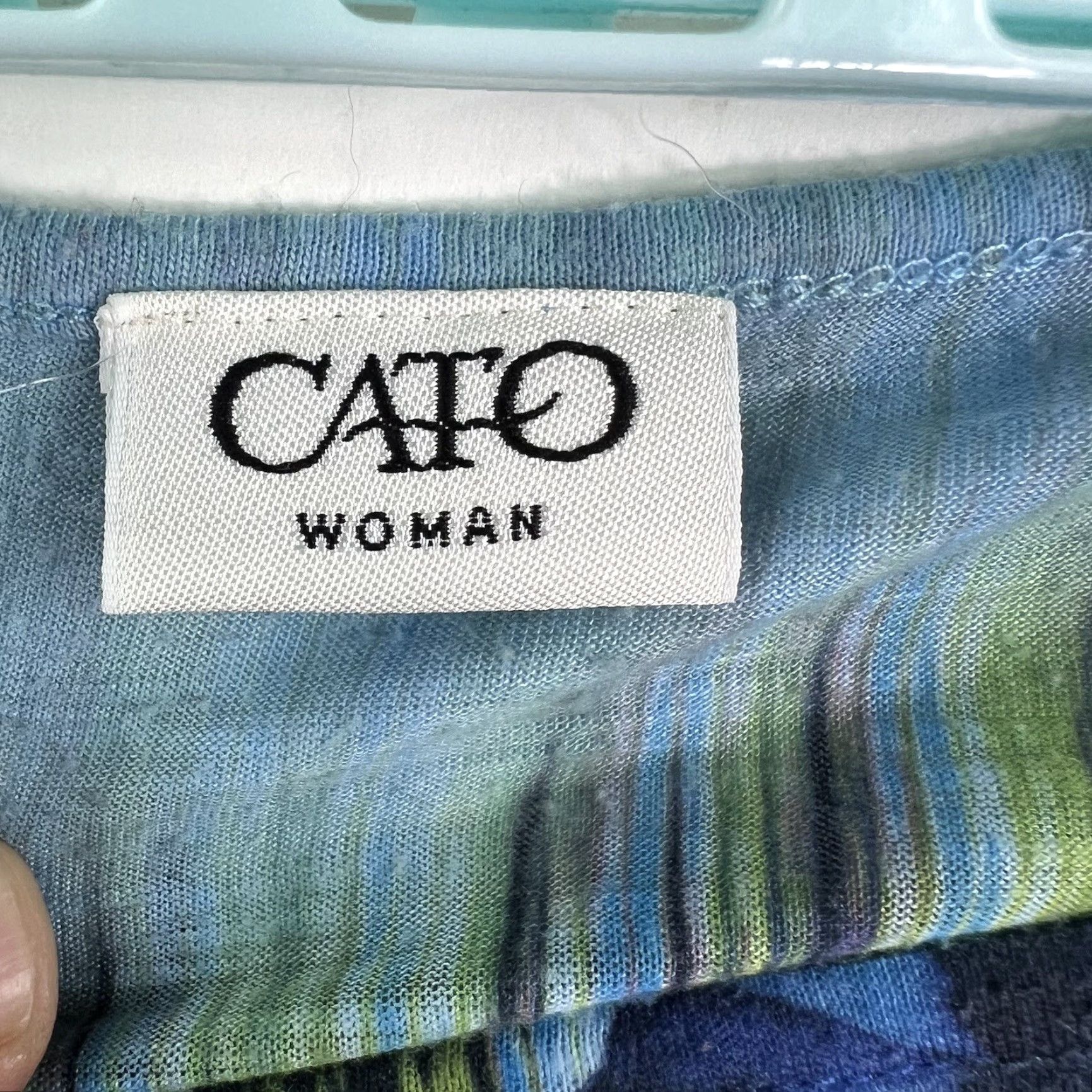 Vintage Cato Floral Embellished Open Sleeve Blouse Women's Size 26 Blue Flowing Poly Size 4XL / US 24-26 - 5 Thumbnail