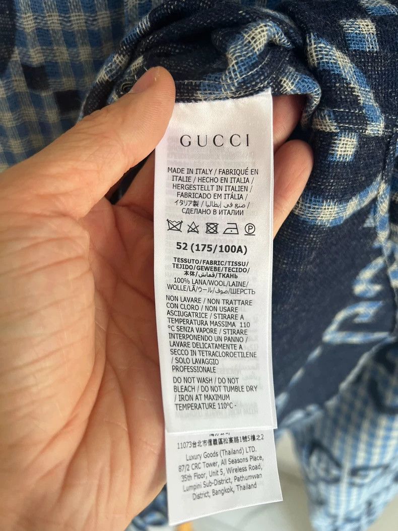 Gucci Gucci Blue old-fashioned wool shirt Size US L / EU 52-54 / 3 - 4 Thumbnail