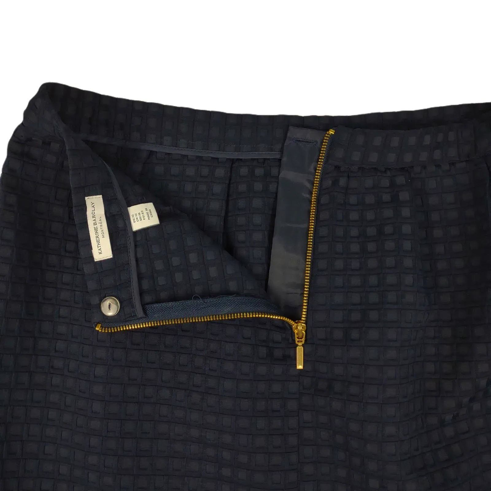 Other KATHERINE BARCLAY Montreal Navy Waffle Textured Mini Skirt Size 34" / US 12 / IT 48 - 5 Thumbnail