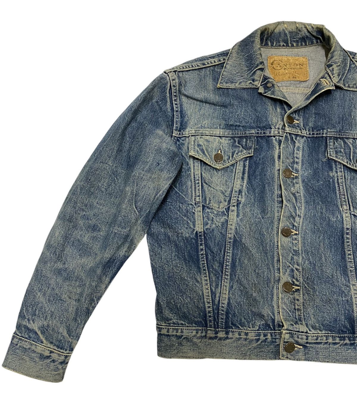 Japanese Brand × Vintage Vintage Canton Wastern Jeans Distressed Trucker Jacket (C3) Size US L / EU 52-54 / 3 - 4 Thumbnail