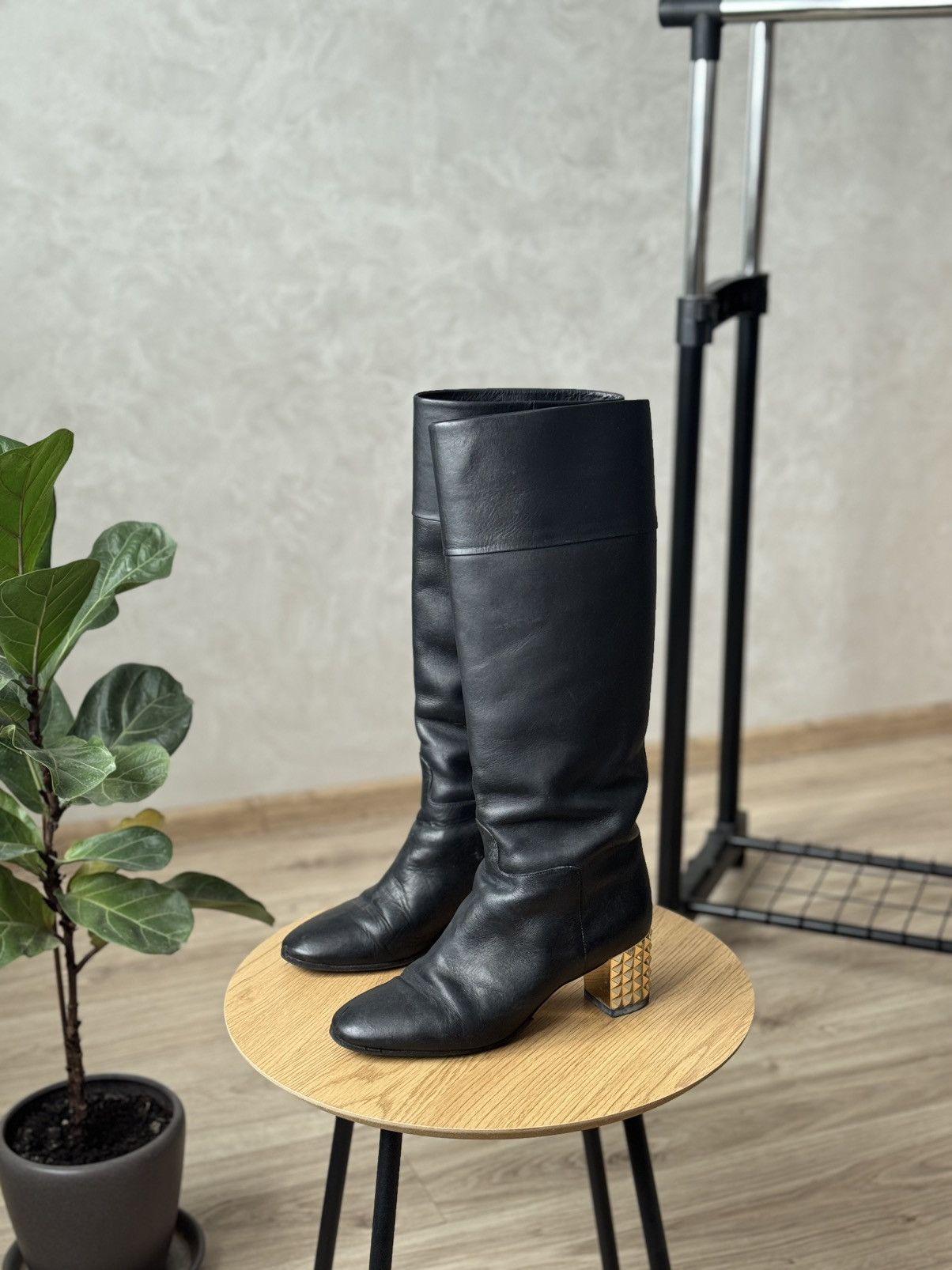 Valentino Valentino Garavani Black Leather High Boots Size US 8 / IT 38 - 1 Thumbnail