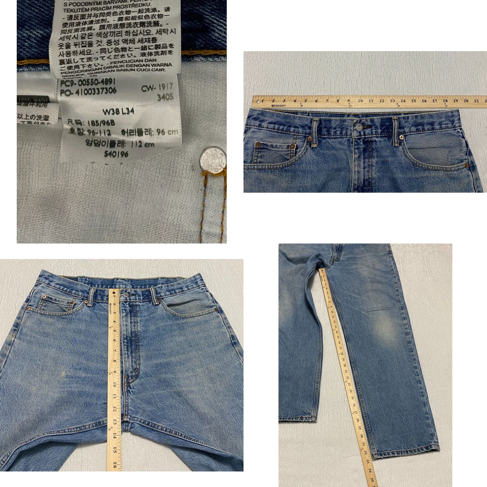 Levi's Levi's 550 Relaxed Fit Jeans Mens 38×34 Blue Denim 5-Pocket 100% Cotton Casual Straight Style Size US 38 / EU 54 - 8 Thumbnail