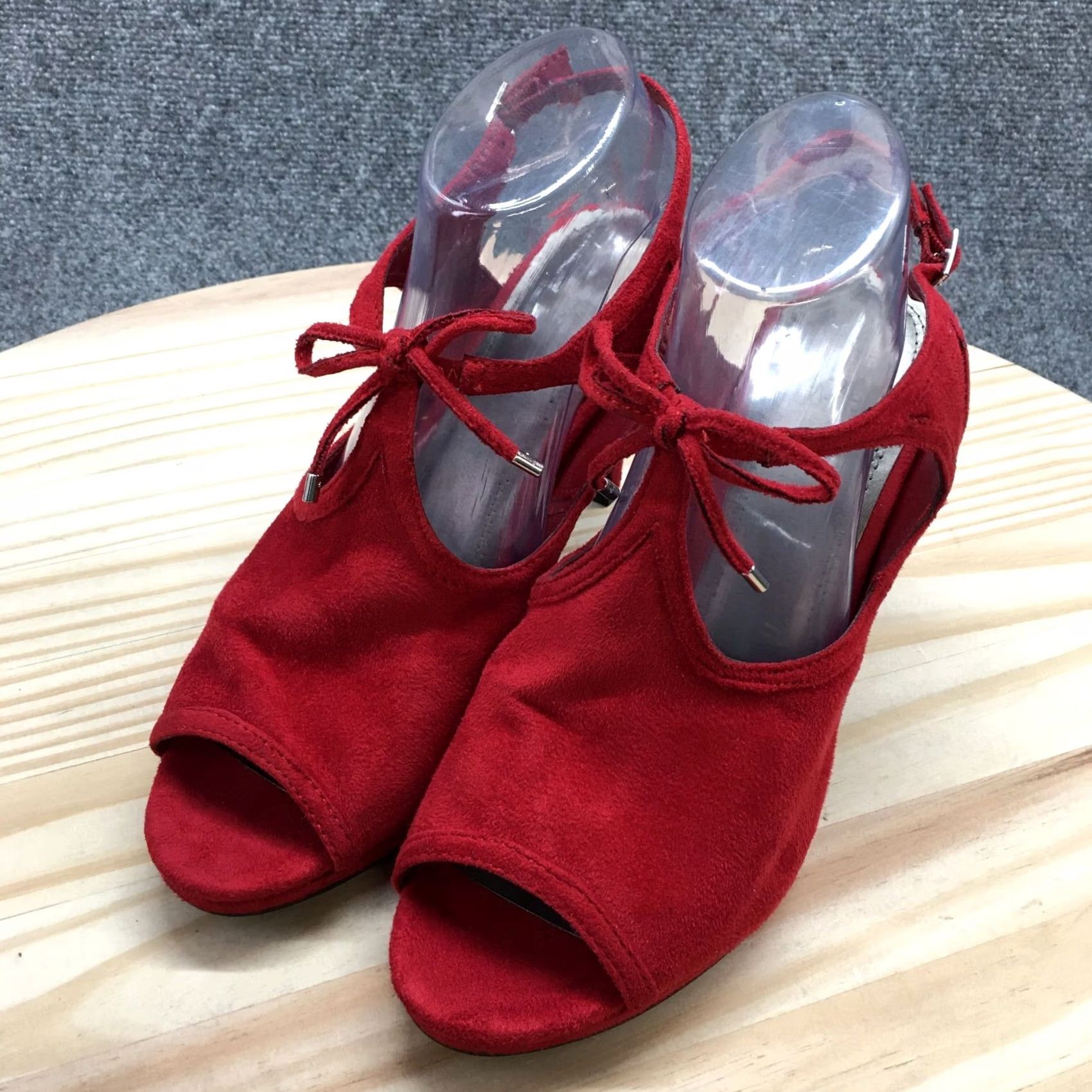 Vintage Impo Sandals Womens 10 M Titan Ankle Straps Pumps Red Suede Heels Casual Size US 10 / IT 40 - 3 Thumbnail
