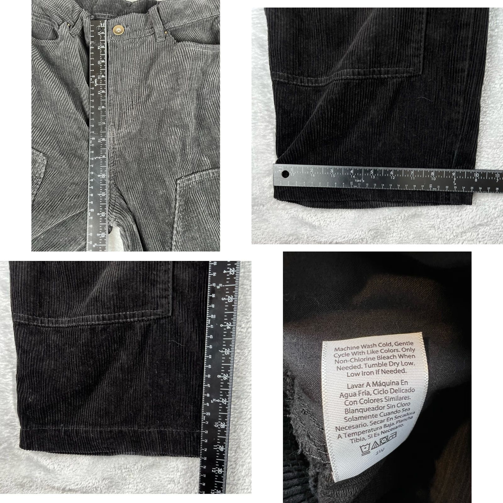 Vintage VINTAGE No Boundaries Womens 28x29.5 Black Corduroy Wide Leg Y2K Baggy Skater Grunge Pants Carpenter Wide-Leg 90s Grunge Womens Size ONE SIZE - 8 Thumbnail