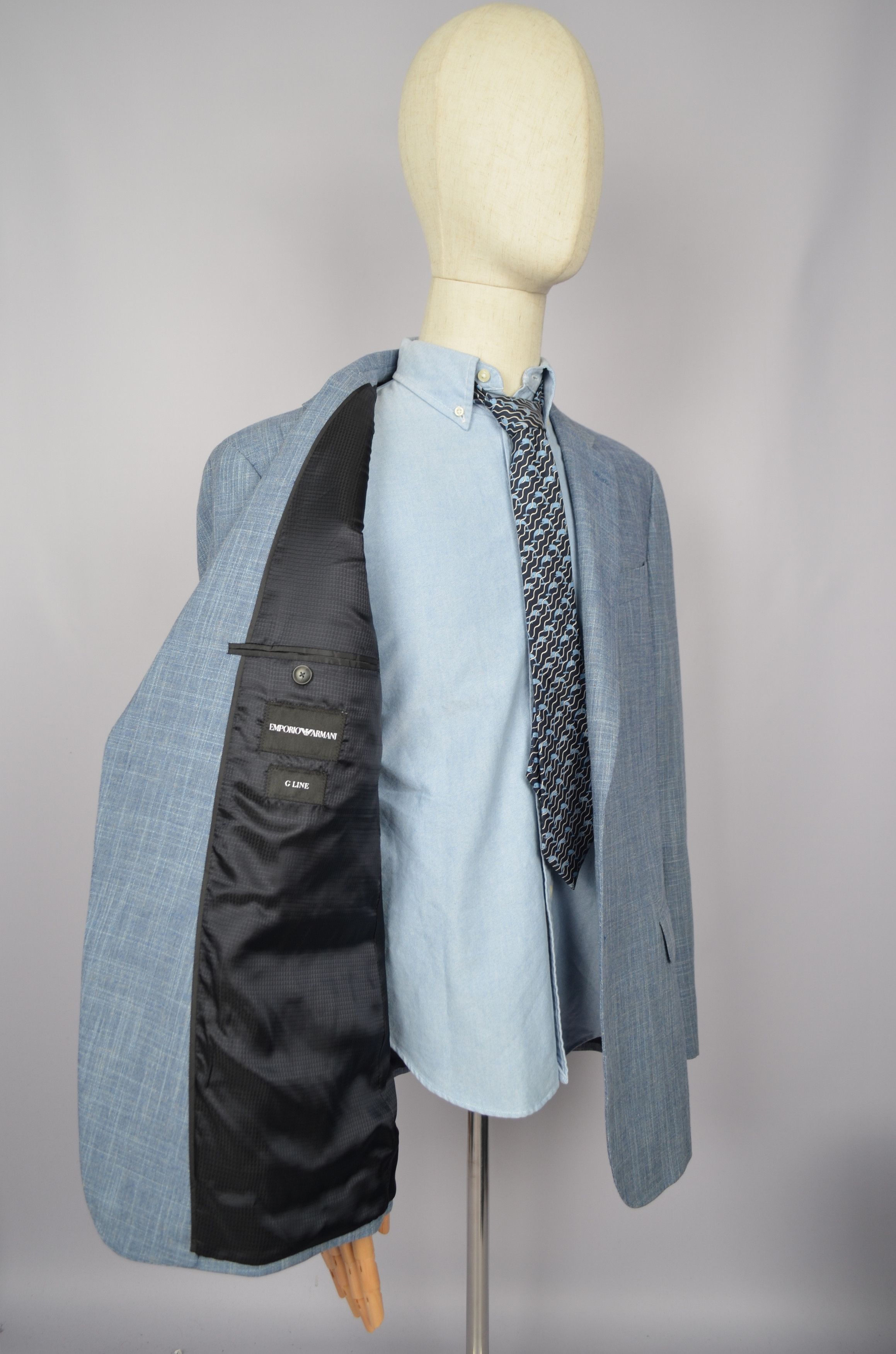 Designer × Emporio Armani Emporio Armani G Line Blue Jacket Blazer US48 Slim Fit Size 48S - 14 Thumbnail