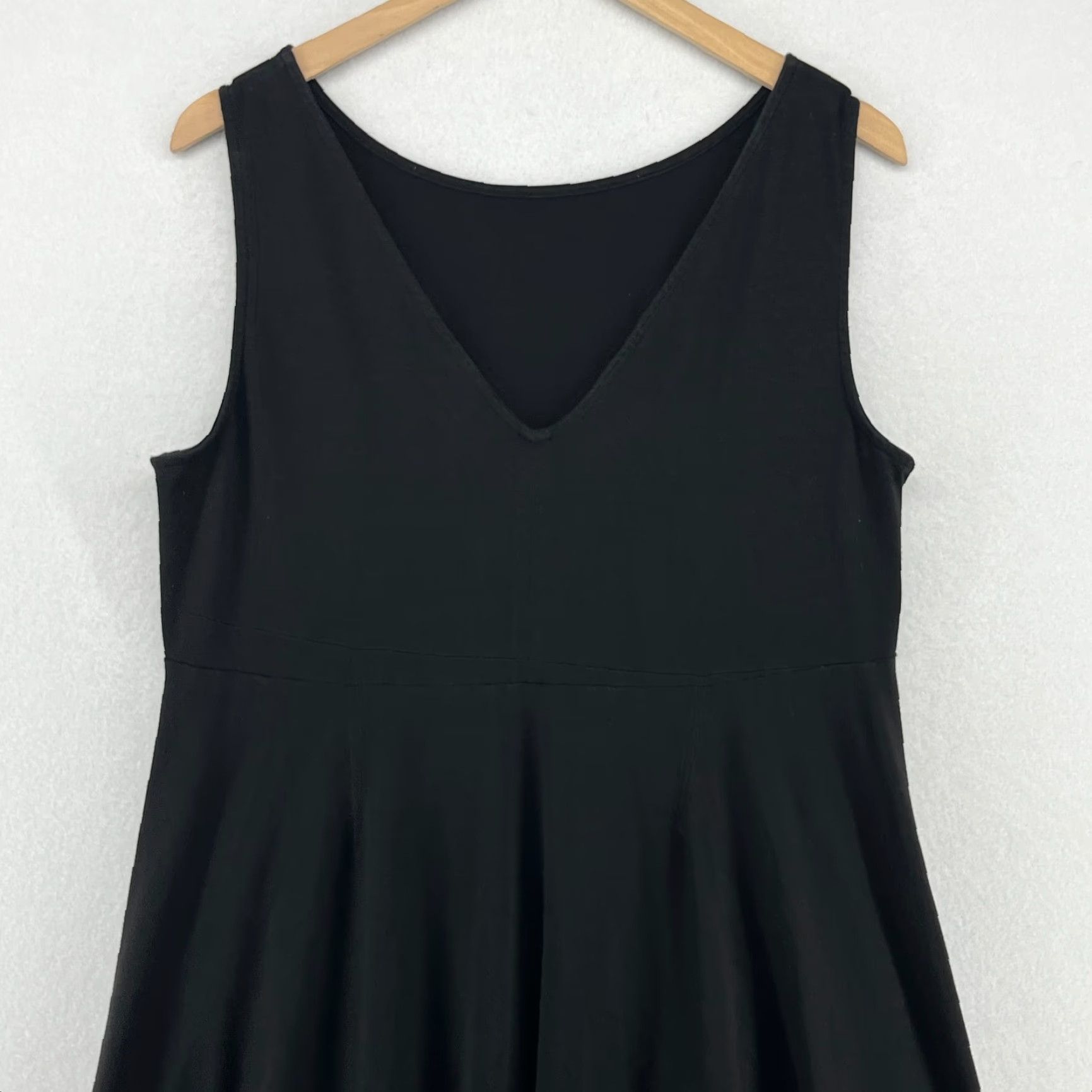 EILEEN FISHER Dress L Stretch Organic Cotton Jersey Fit & Flare Tankdress  Black - Women, Midi, Sleeveless, V-Neck - joarbit.com