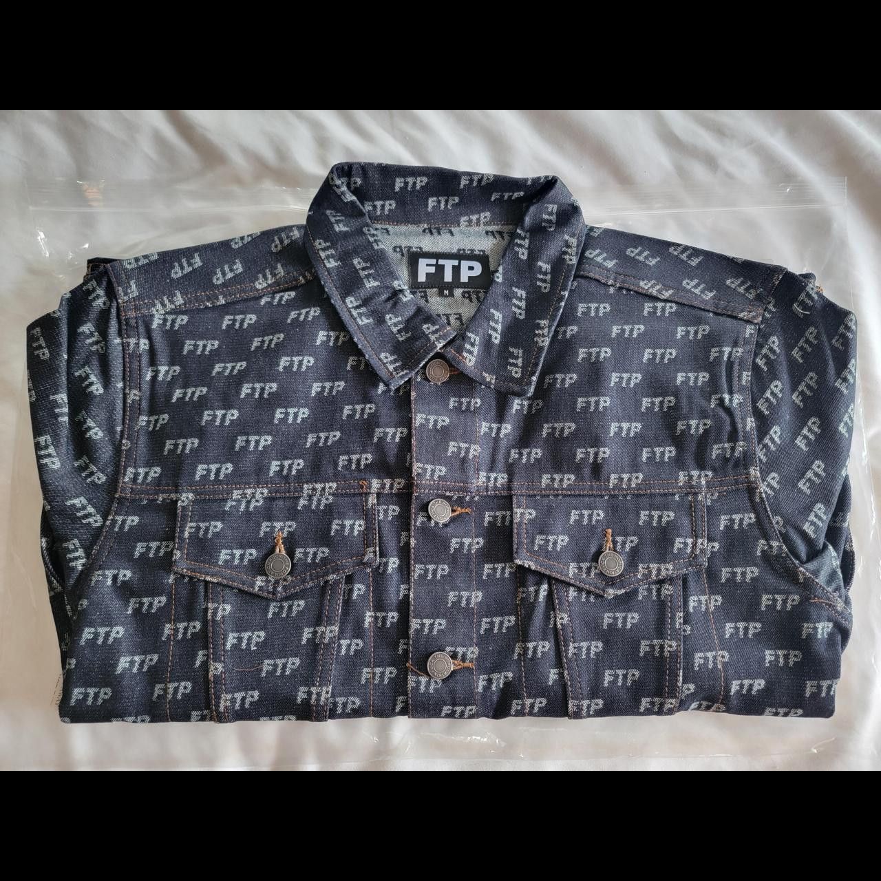 Fuck The Population FTP Jacquard All Over Print Denim Jacket (Indigo, M) Size US M / EU 48-50 / 2 - 5 Thumbnail