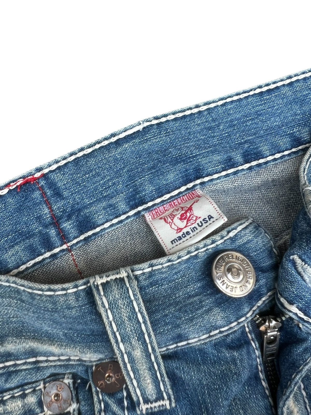 True Religion VTG Y2K True Religion Joey Big T Distress Denim Flare Jeans Size US 30 / EU 46 - 7 Thumbnail