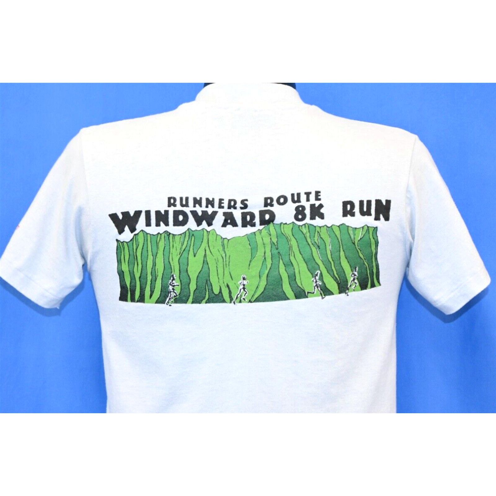 image of Hanes Vintage 80's Road Runners Club Route Windward 8K Run Hawaii T-Shirt Small S in White, Men's