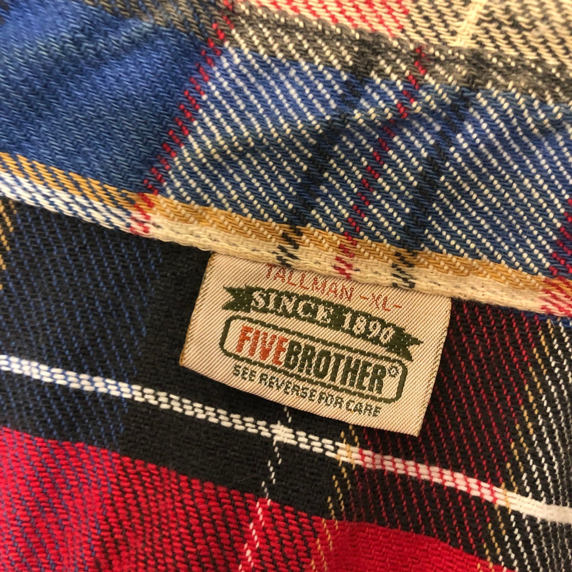 FiveBrother Vtg 5 Five Brother Red Blue Multi-Color Plaid Chore Shirt Size US XL / EU 56 / 4 - 4 Thumbnail