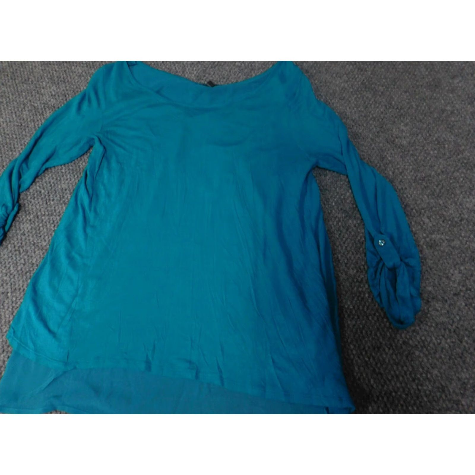 Express Express Blouse Womens Small Blue Stretch Pullover V-neck Shirt Size S / US 4 / IT 40 - 3 Thumbnail