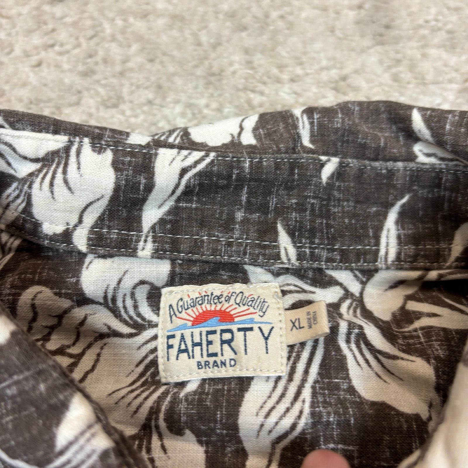 Faherty Faherty Reversible Print Coast Shirt Linen Rayon Button XL Size US XL / EU 56 / 4 - 4 Thumbnail