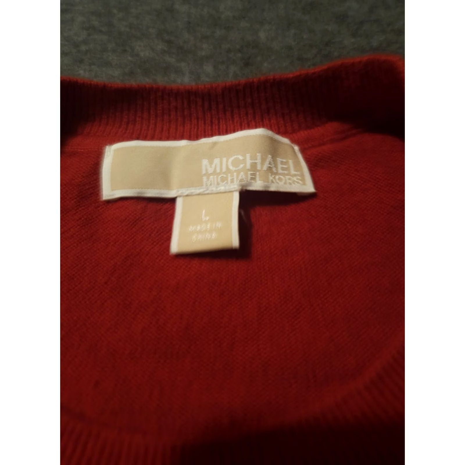 Michael Kors Michael Kors Sweater Women's L Red Long Sleeve Crew Neck Lightweight Polyester Knit Rhinestone Logo Pullover Size L / US 10 / IT 46 - 2 Thumbnail
