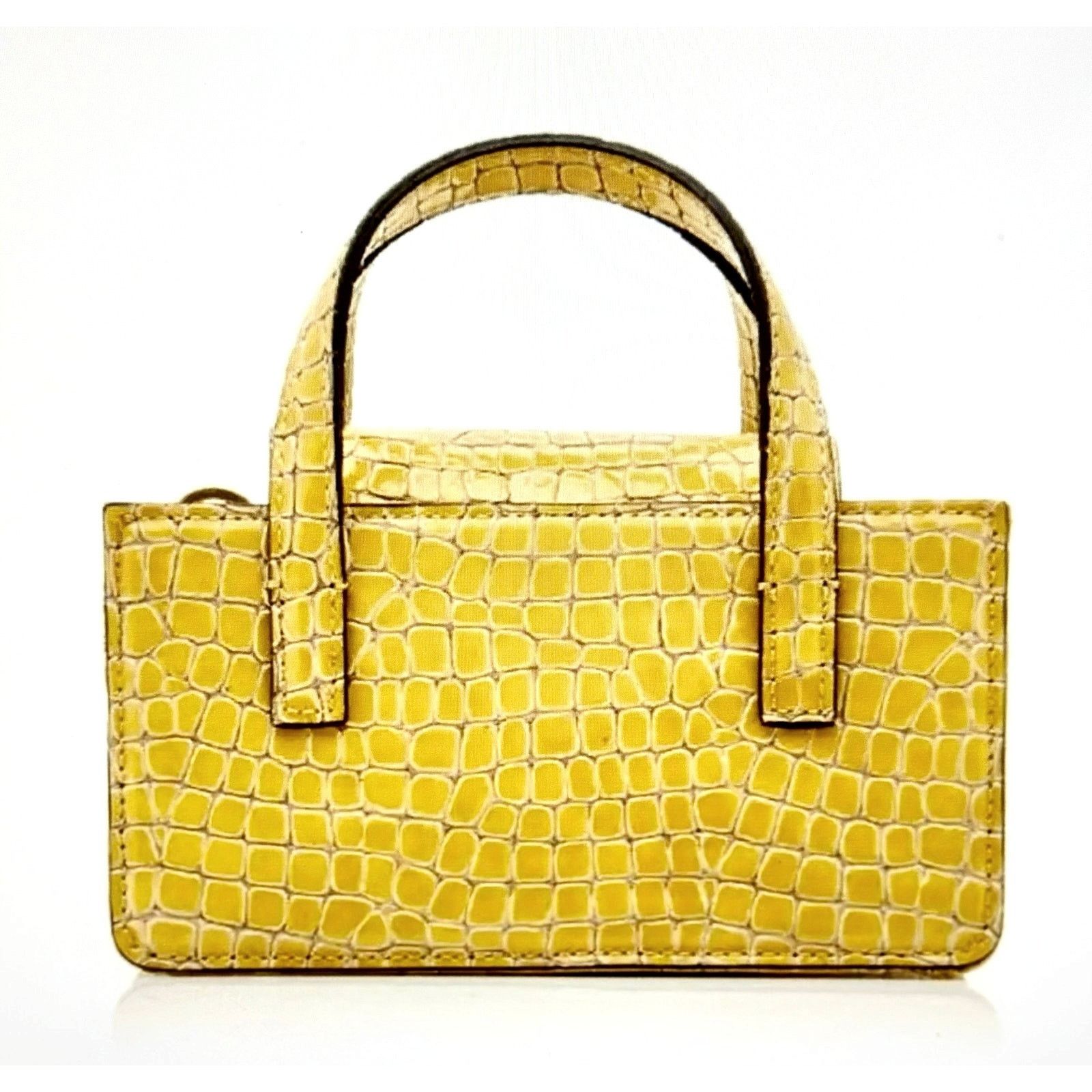 Other Marge Sherwood Croc Skin Square Top Handbag Crossbody Yellow Size ONE SIZE - 8 Thumbnail