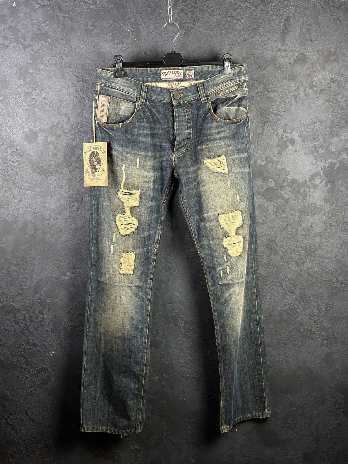 Designer × Japanese Brand CRAZY YAKUZA FADE JEANS Y2K If Six Was Nine Style Size US 33 - 1 Thumbnail