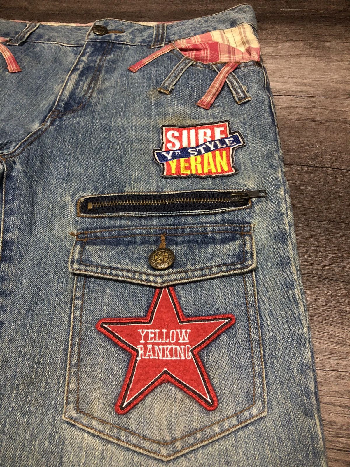 Designer × Hysteric Glamour × Japanese Brand Yellow Ranking Patches Jeans Like Hysteric Glamour Design Size US 31 - 8 Thumbnail