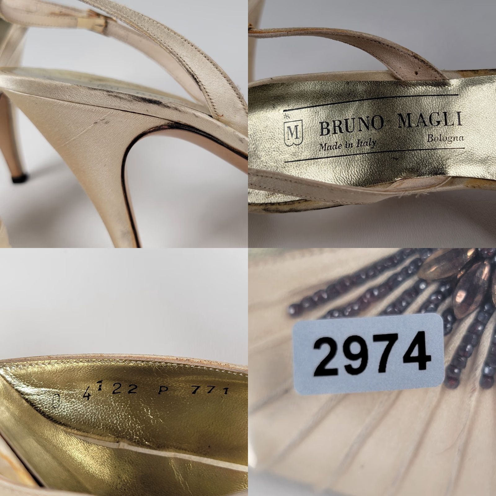 Bruno Magli VINTAGE Bruno Magli Heels Beige Beaded Italian Leather Slingbacks Size 7 AA Women's Stiletto Party/Cocktail Size US 7 / IT 37 - 9 Thumbnail