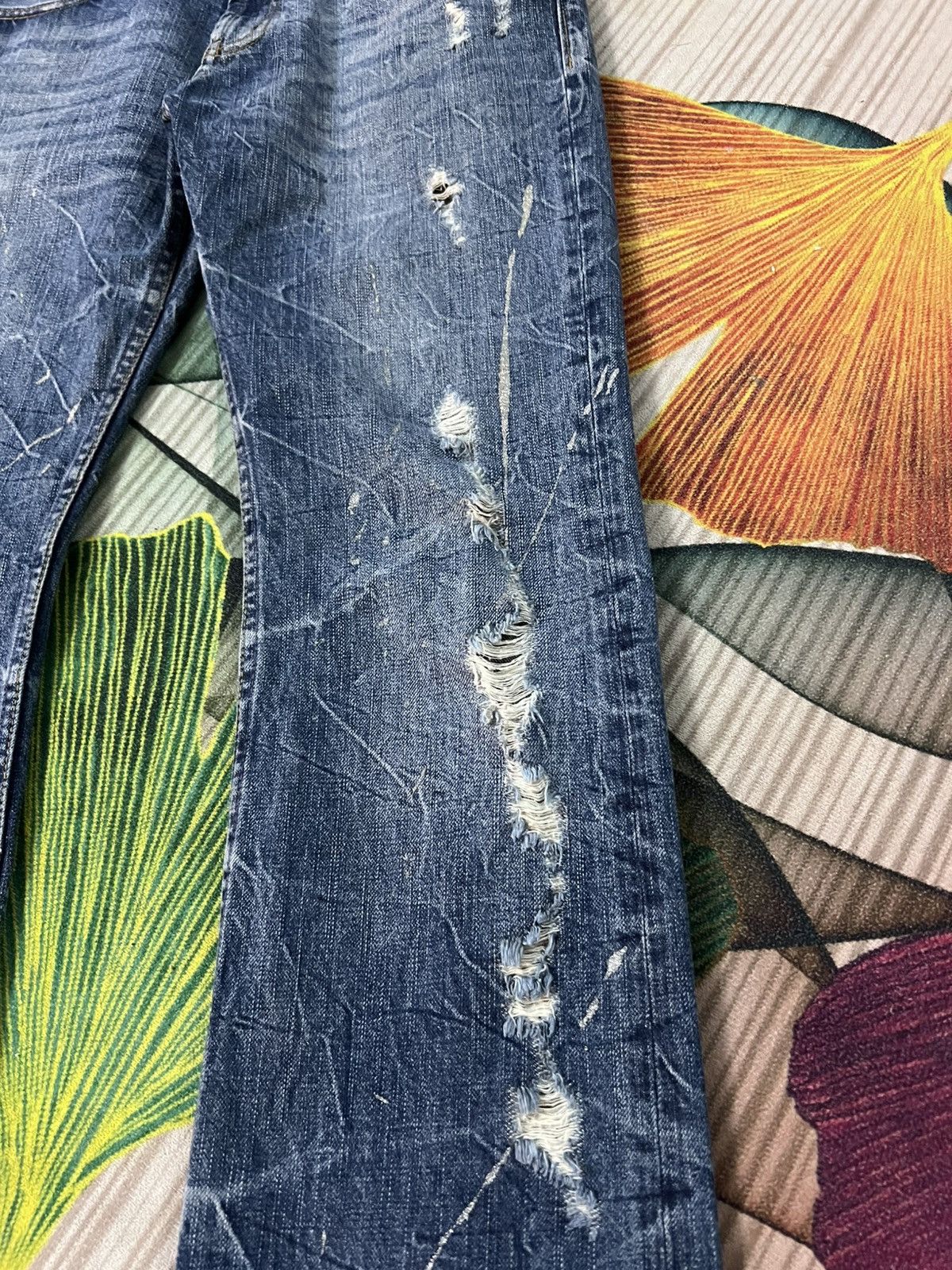 Japanese Brand 💥Flare💥Japanese Unbrand Distressed Jean Size US 31 - 6 Thumbnail